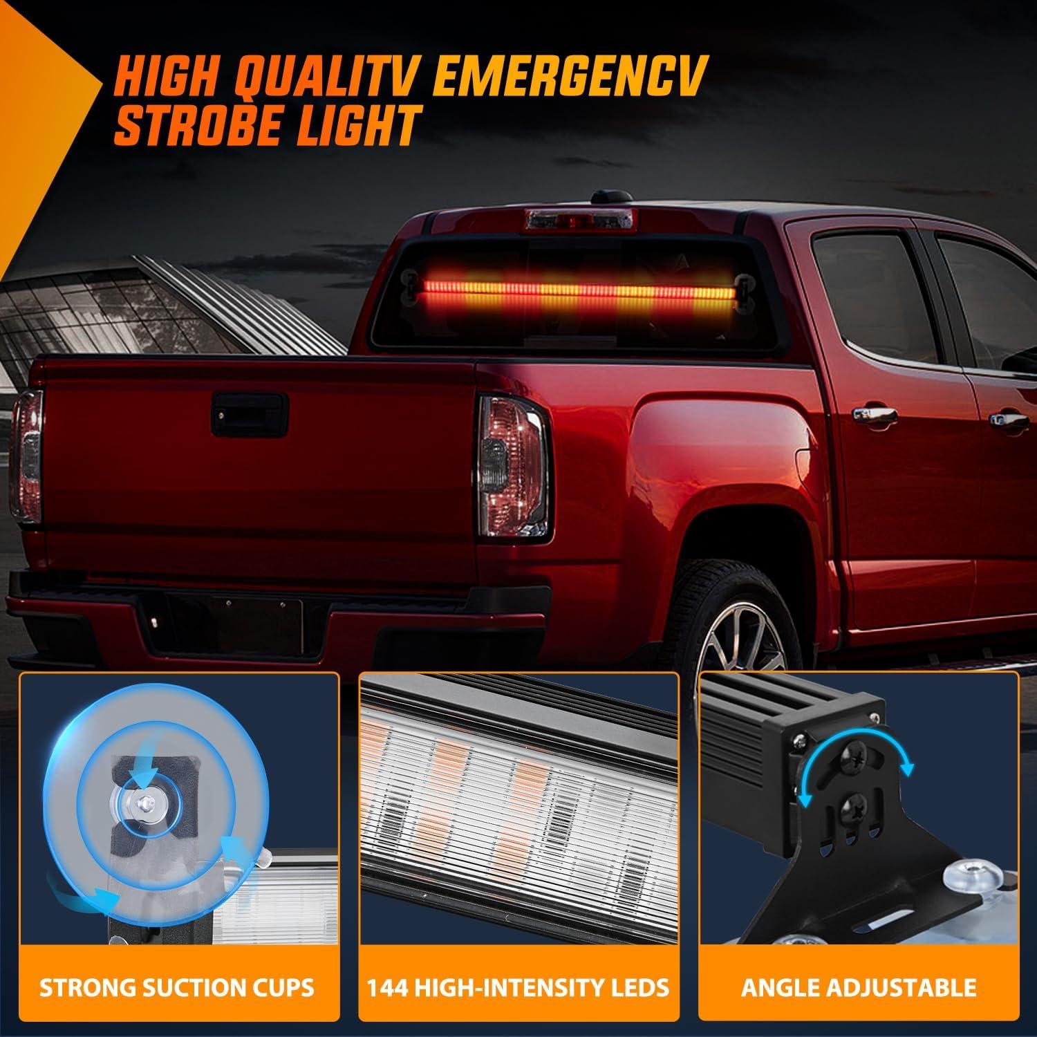 imageNilight 144LED Traffic Advisor Strobe Light Bar with Controller Amber Emergency Warning Hazard InteriorFrontRear Windshield Flashing for Cars Plow Trucks Construction VehiclesAmber Red
