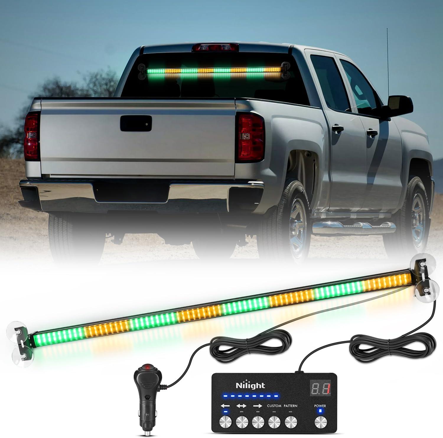imageNilight 144LED Traffic Advisor Strobe Light Bar with Controller Amber Emergency Warning Hazard InteriorFrontRear Windshield Flashing for Cars Plow Trucks Construction VehiclesAmber Green