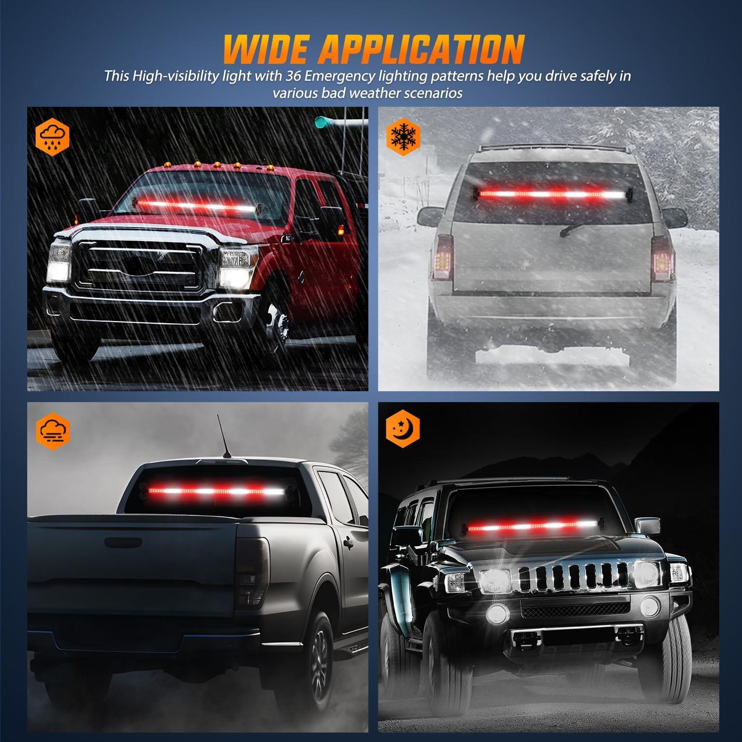 imageNilight 144LED Traffic Advisor Strobe Light Bar with Controller Amber Emergency Warning Hazard InteriorFrontRear Windshield Flashing for Cars Plow Trucks Construction VehiclesRed White