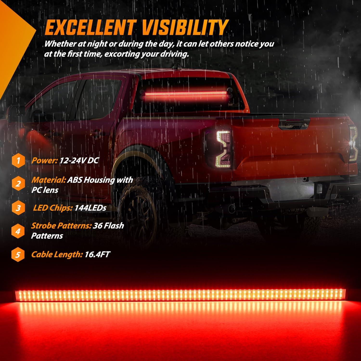 imageNilight 144LED Traffic Advisor Strobe Light Bar with Controller Amber Emergency Warning Hazard InteriorFrontRear Windshield Flashing for Cars Plow Trucks Construction VehiclesRed
