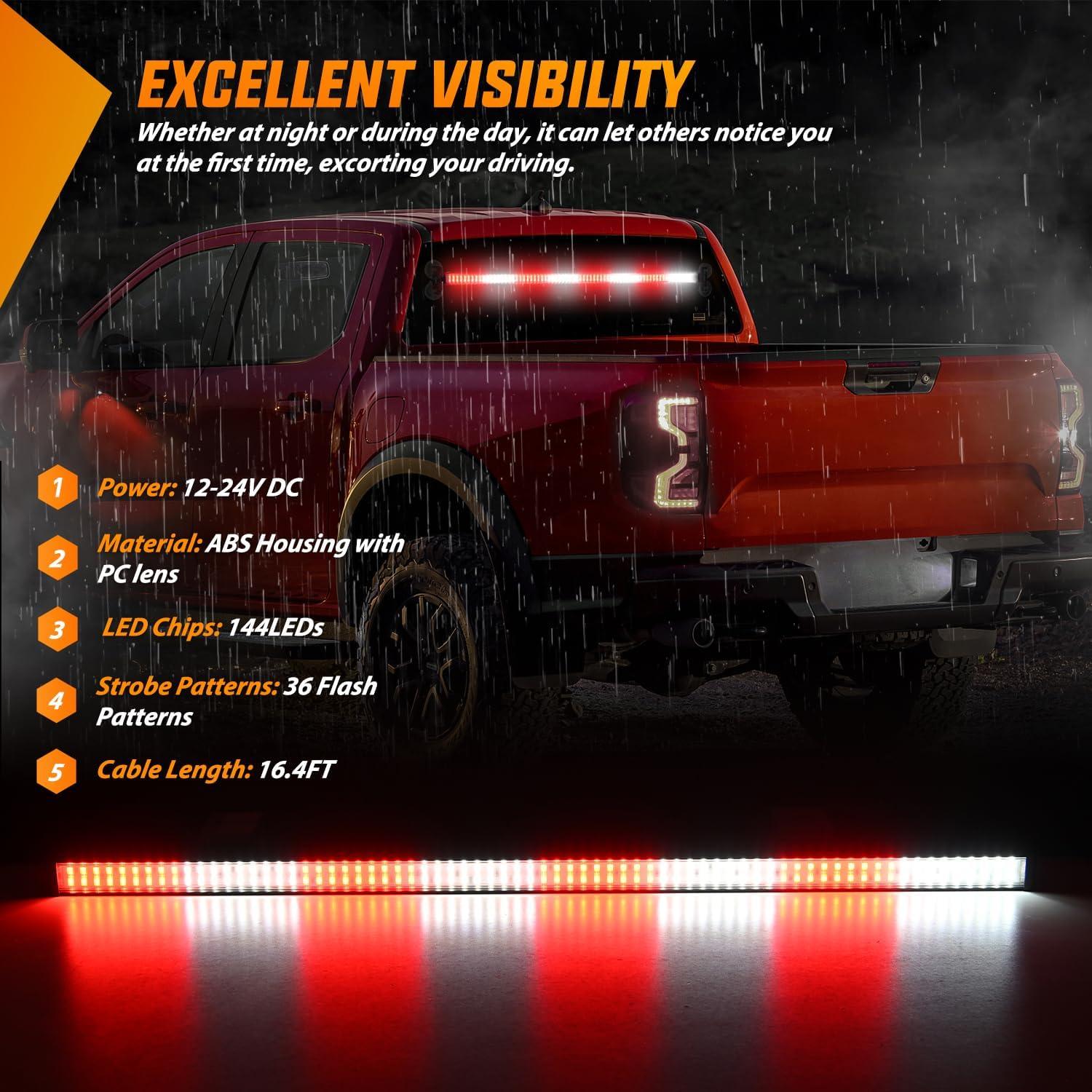 imageNilight 144LED Traffic Advisor Strobe Light Bar with Controller Amber Emergency Warning Hazard InteriorFrontRear Windshield Flashing for Cars Plow Trucks Construction VehiclesRed White