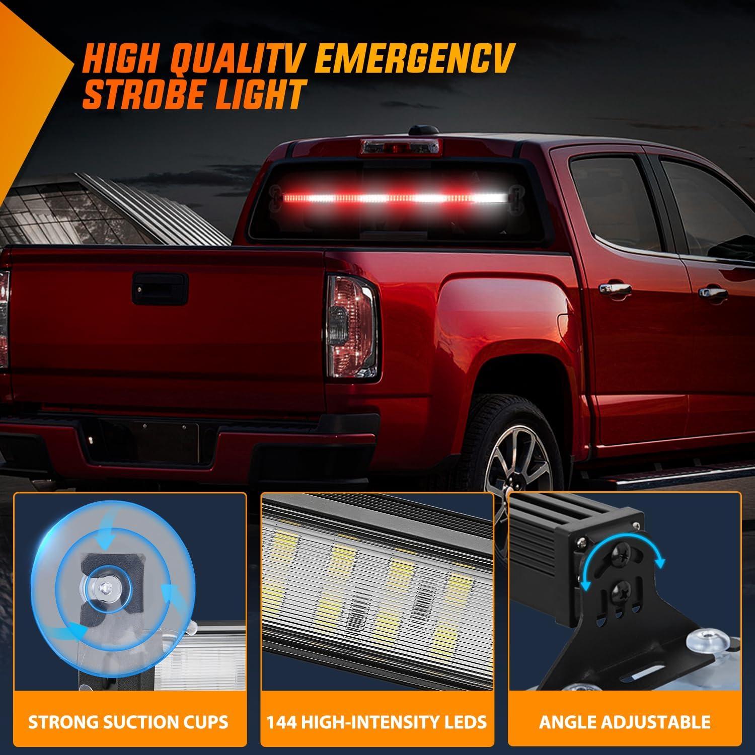 imageNilight 144LED Traffic Advisor Strobe Light Bar with Controller Amber Emergency Warning Hazard InteriorFrontRear Windshield Flashing for Cars Plow Trucks Construction VehiclesRed White