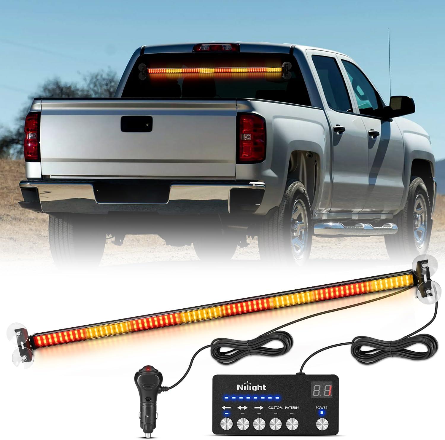 imageNilight 144LED Traffic Advisor Strobe Light Bar with Controller Amber Emergency Warning Hazard InteriorFrontRear Windshield Flashing for Cars Plow Trucks Construction VehiclesAmber Red