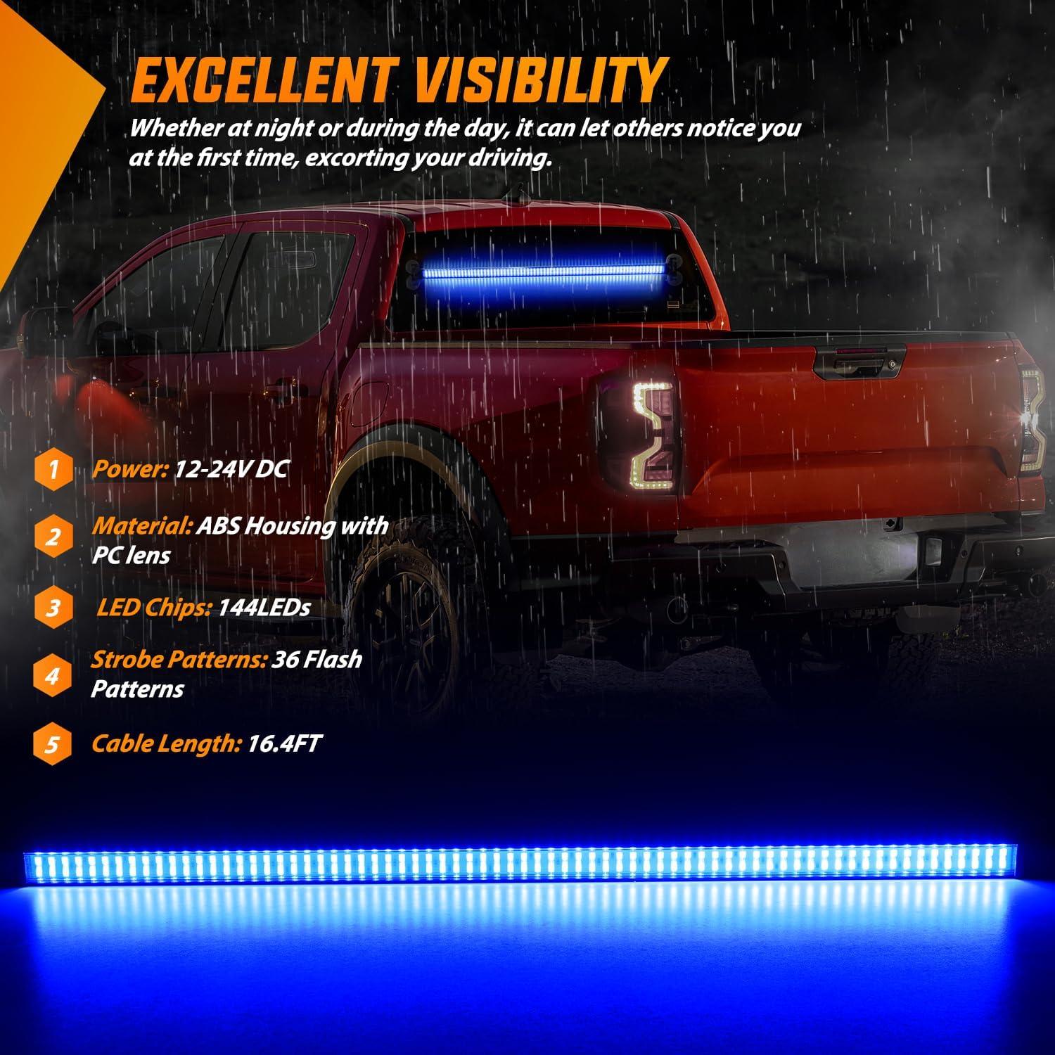 imageNilight 144LED Traffic Advisor Strobe Light Bar with Controller Amber Emergency Warning Hazard InteriorFrontRear Windshield Flashing for Cars Plow Trucks Construction VehiclesBlue