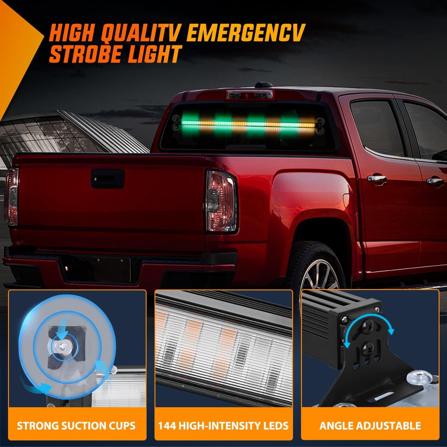 imageNilight 144LED Traffic Advisor Strobe Light Bar with Controller Amber Emergency Warning Hazard InteriorFrontRear Windshield Flashing for Cars Plow Trucks Construction VehiclesAmber Green