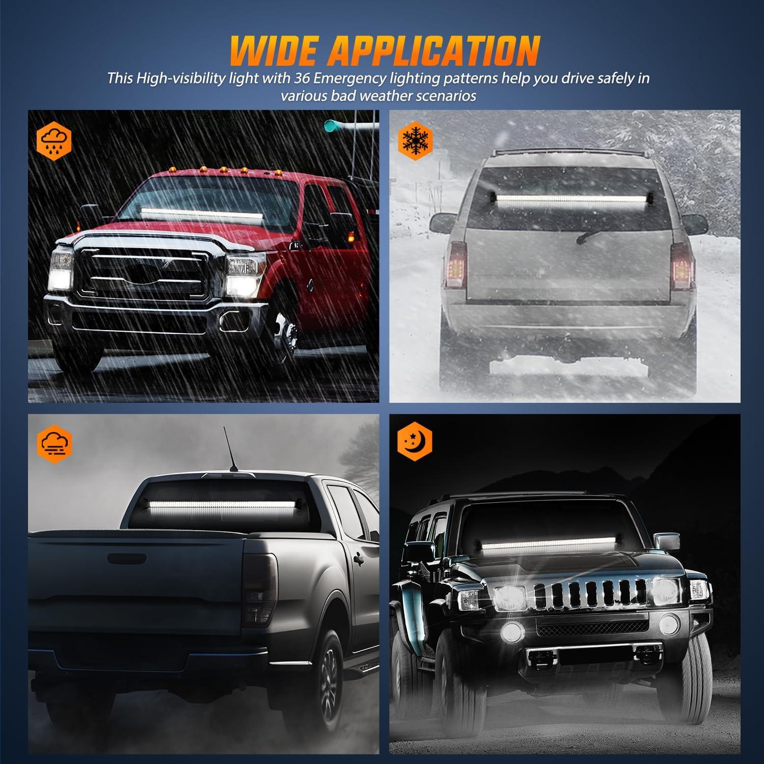 imageNilight 144LED Traffic Advisor Strobe Light Bar with Controller Amber Emergency Warning Hazard InteriorFrontRear Windshield Flashing for Cars Plow Trucks Construction VehiclesWhite