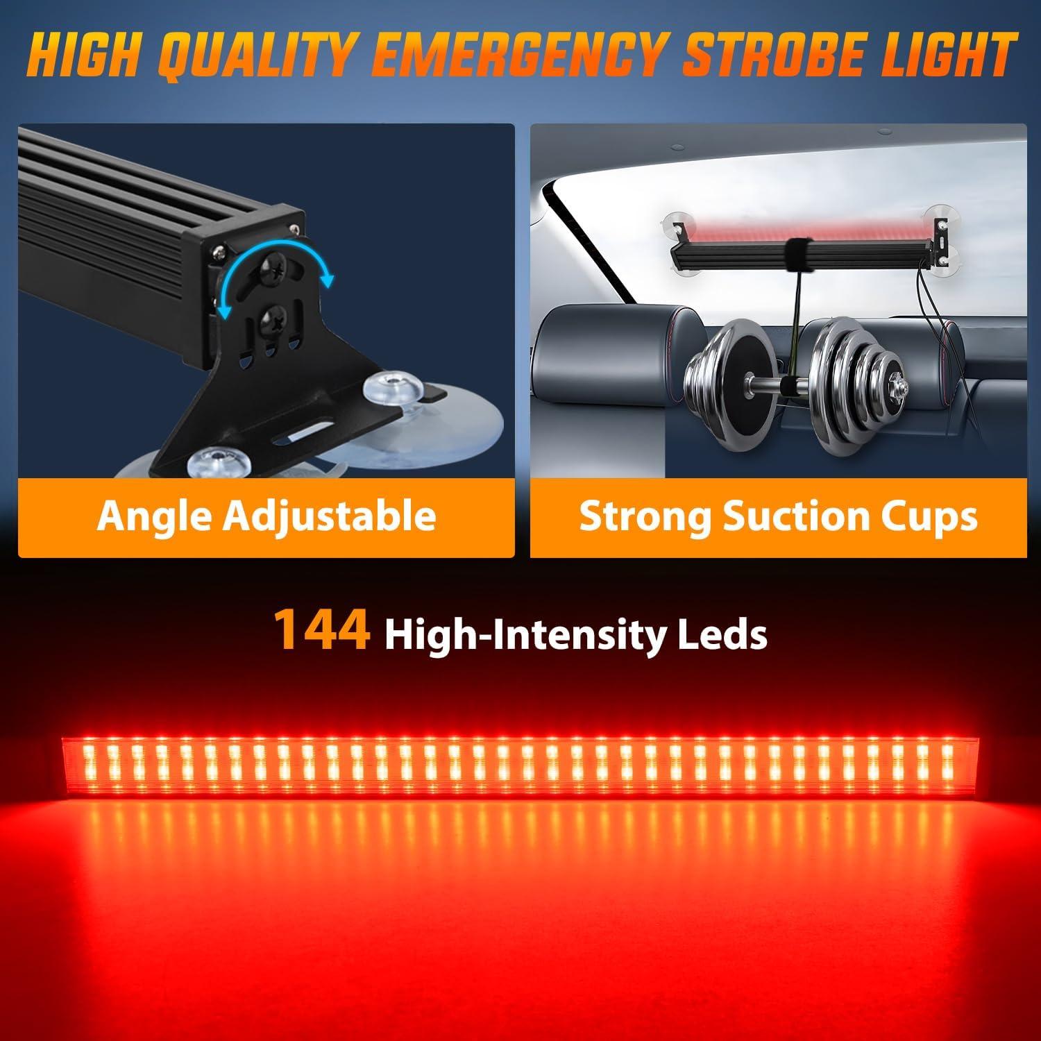 imageNilight 144LED Traffic Advisor Strobe Light Bar with Controller Amber Emergency Warning Hazard InteriorFrontRear Windshield Flashing for Cars Plow Trucks Construction VehiclesRed