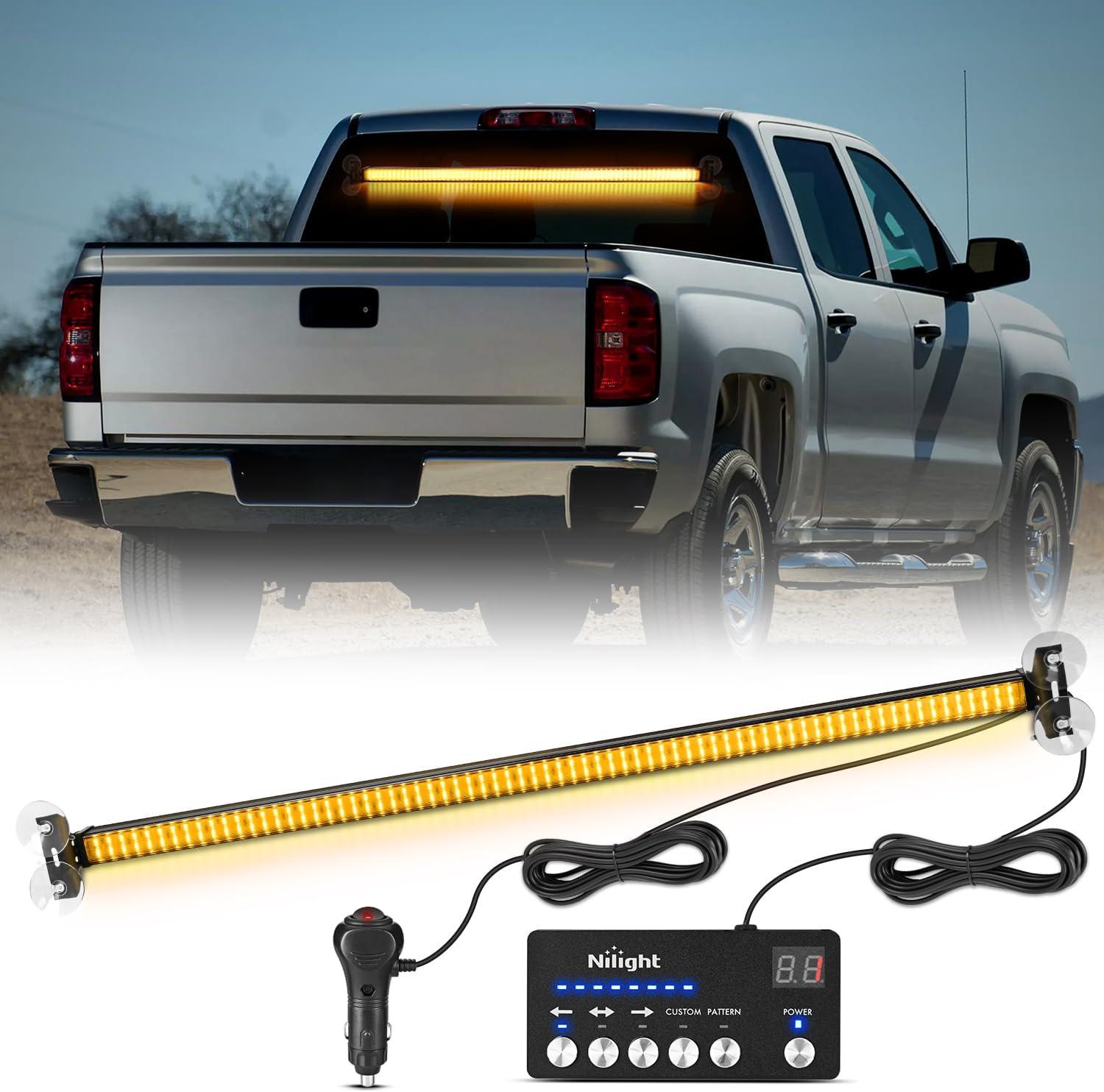 imageNilight 144LED Traffic Advisor Strobe Light Bar with Controller Amber Emergency Warning Hazard InteriorFrontRear Windshield Flashing for Cars Plow Trucks Construction VehiclesAmber