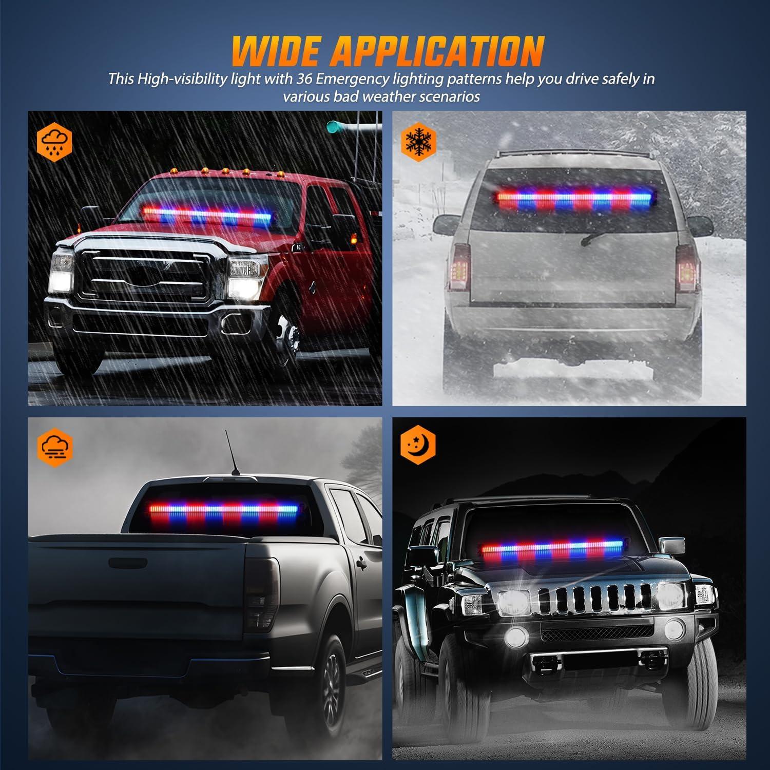 imageNilight 144LED Traffic Advisor Strobe Light Bar with Controller Amber Emergency Warning Hazard InteriorFrontRear Windshield Flashing for Cars Plow Trucks Construction VehiclesRed Blue