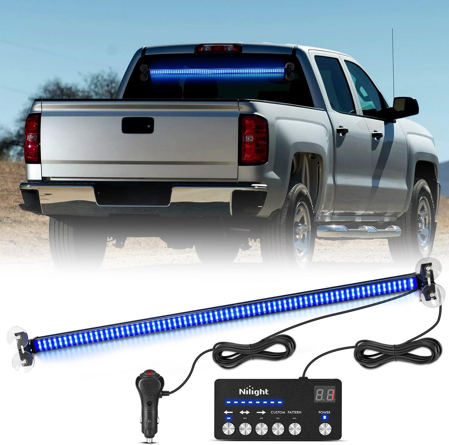 imageNilight 144LED Traffic Advisor Strobe Light Bar with Controller Amber Emergency Warning Hazard InteriorFrontRear Windshield Flashing for Cars Plow Trucks Construction VehiclesBlue