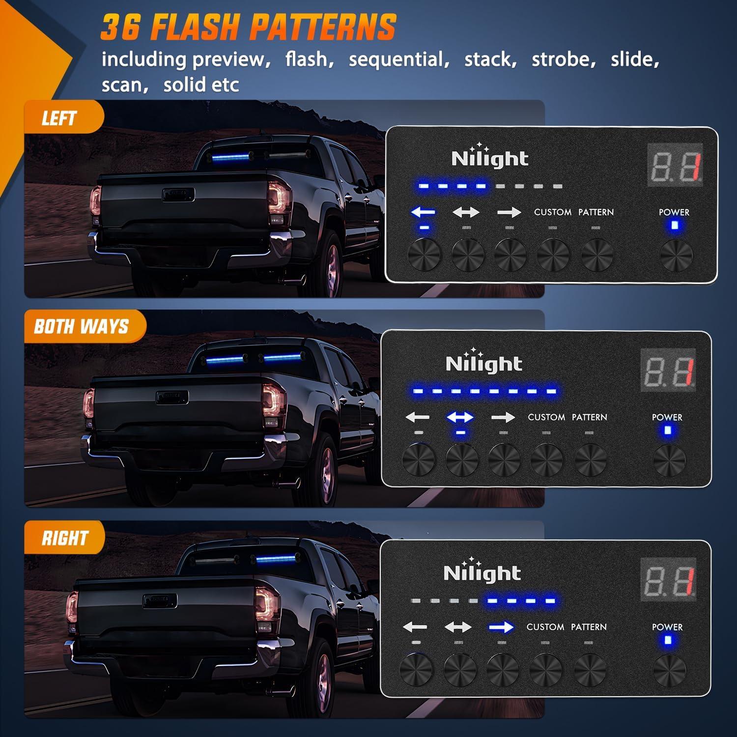 imageNilight 144LED Traffic Advisor Strobe Light Bar with Controller Amber Emergency Warning Hazard InteriorFrontRear Windshield Flashing for Cars Plow Trucks Construction VehiclesBlue