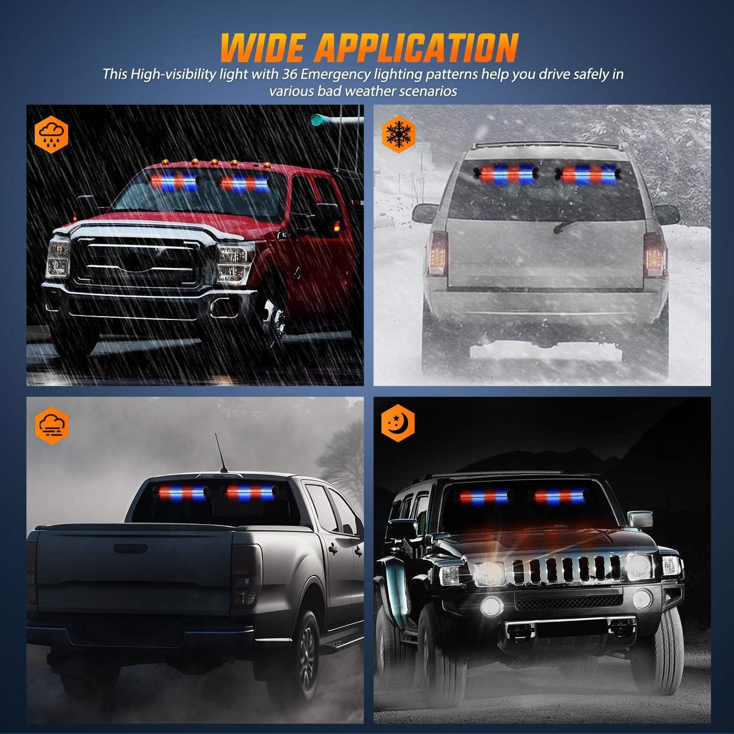 imageNilight 144LED Traffic Advisor Strobe Light Bar with Controller Amber Emergency Warning Hazard InteriorFrontRear Windshield Flashing for Cars Plow Trucks Construction VehiclesRed Blue