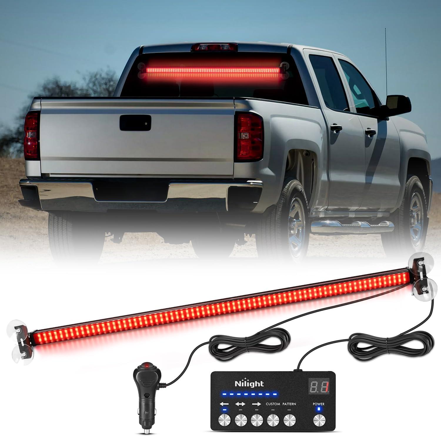 imageNilight 144LED Traffic Advisor Strobe Light Bar with Controller Amber Emergency Warning Hazard InteriorFrontRear Windshield Flashing for Cars Plow Trucks Construction VehiclesRed