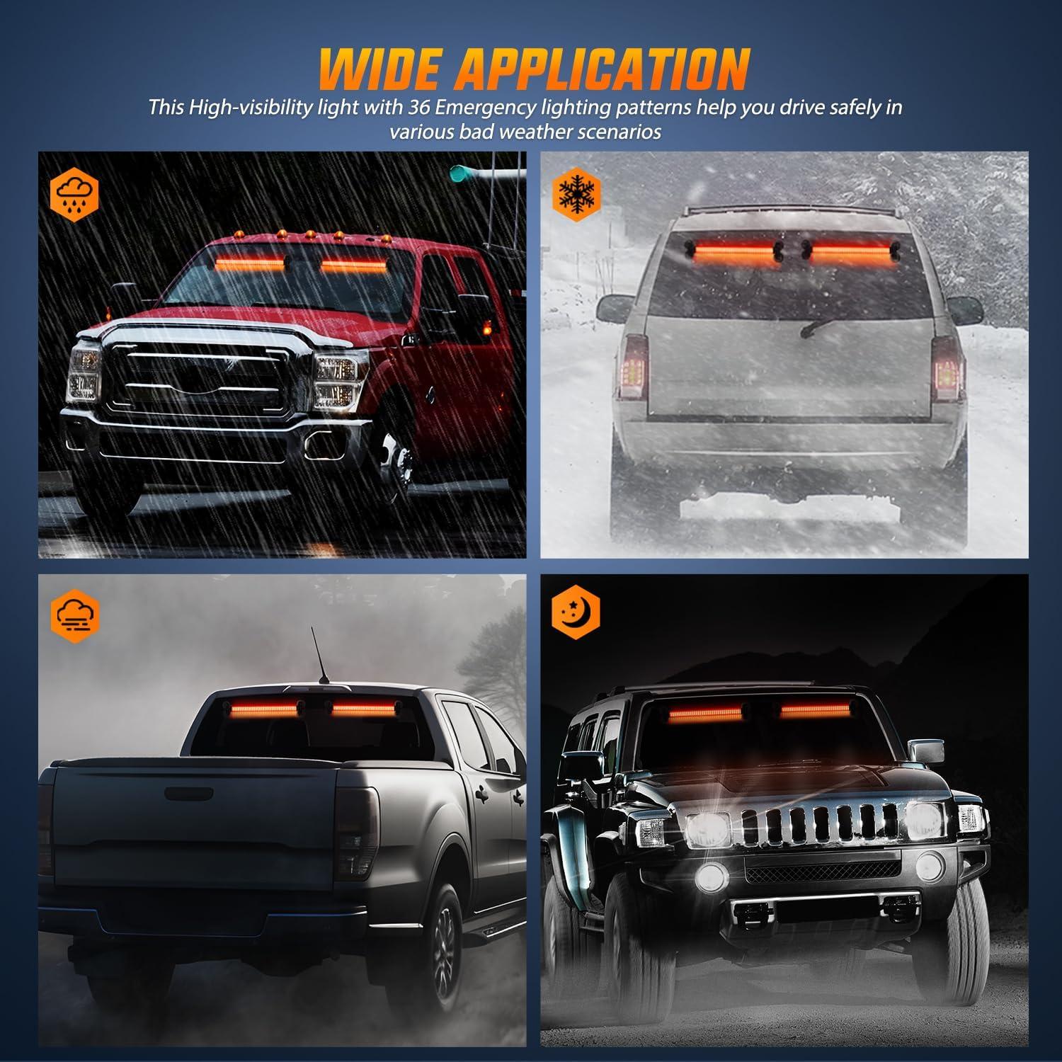 imageNilight 144LED Traffic Advisor Strobe Light Bar with Controller Amber Emergency Warning Hazard InteriorFrontRear Windshield Flashing for Cars Plow Trucks Construction VehiclesRed