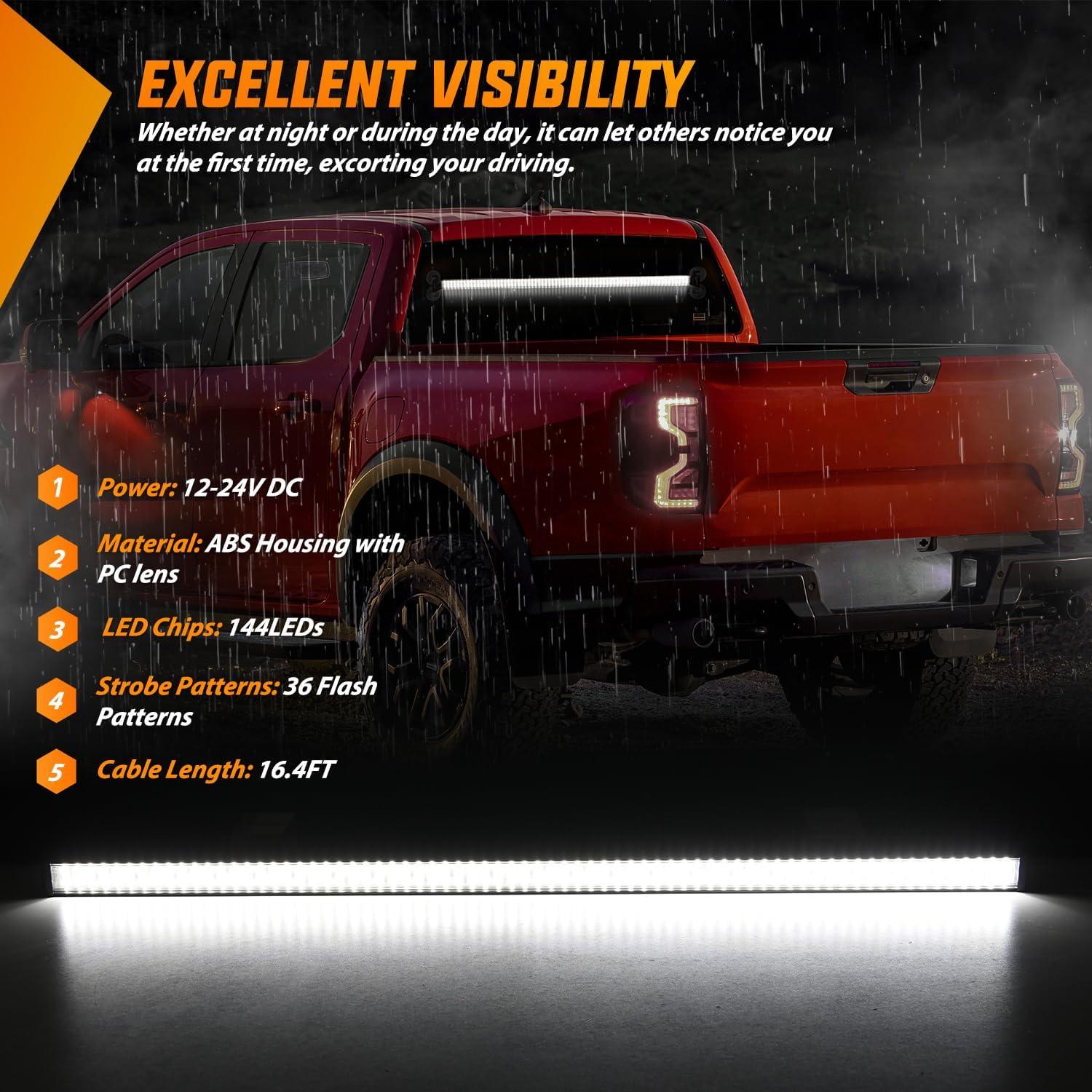 imageNilight 144LED Traffic Advisor Strobe Light Bar with Controller Amber Emergency Warning Hazard InteriorFrontRear Windshield Flashing for Cars Plow Trucks Construction VehiclesWhite