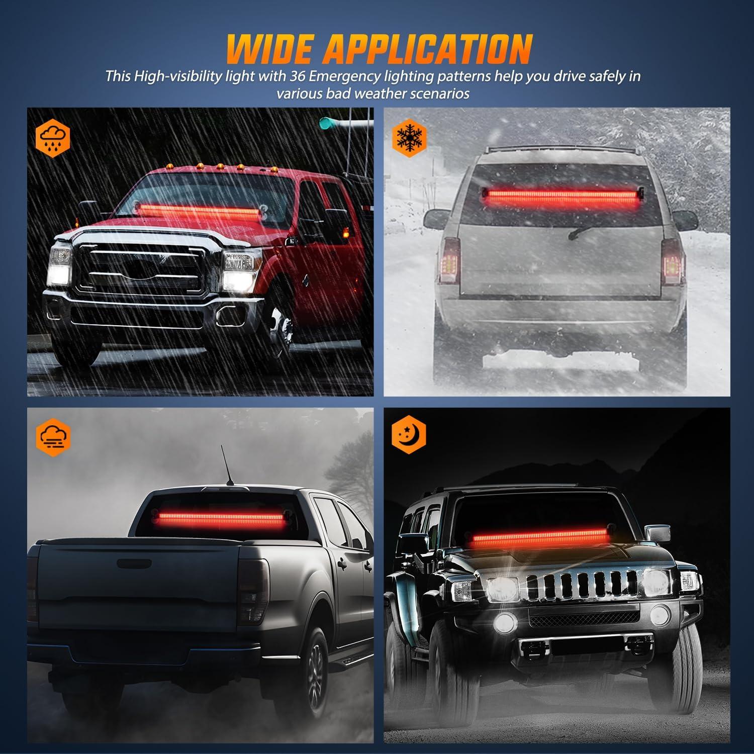 imageNilight 144LED Traffic Advisor Strobe Light Bar with Controller Amber Emergency Warning Hazard InteriorFrontRear Windshield Flashing for Cars Plow Trucks Construction VehiclesRed