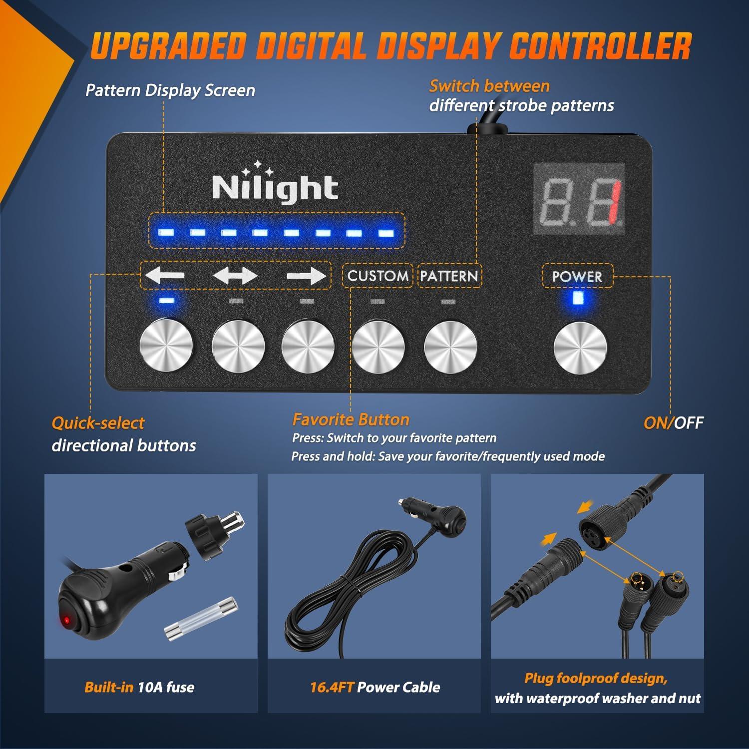 imageNilight 144LED Traffic Advisor Strobe Light Bar with Controller Amber Emergency Warning Hazard InteriorFrontRear Windshield Flashing for Cars Plow Trucks Construction VehiclesRed