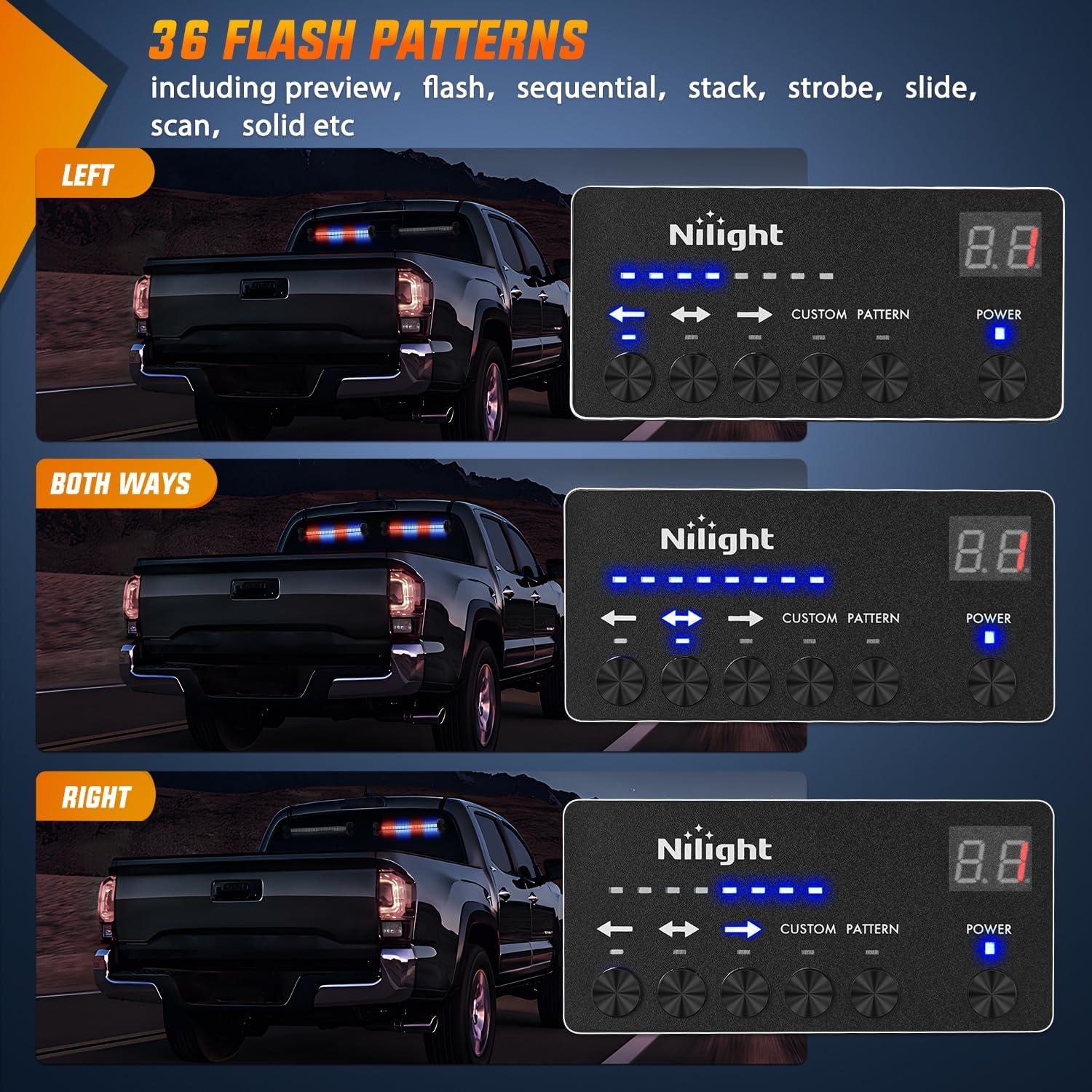 imageNilight 144LED Traffic Advisor Strobe Light Bar with Controller Amber Emergency Warning Hazard InteriorFrontRear Windshield Flashing for Cars Plow Trucks Construction VehiclesRed Blue