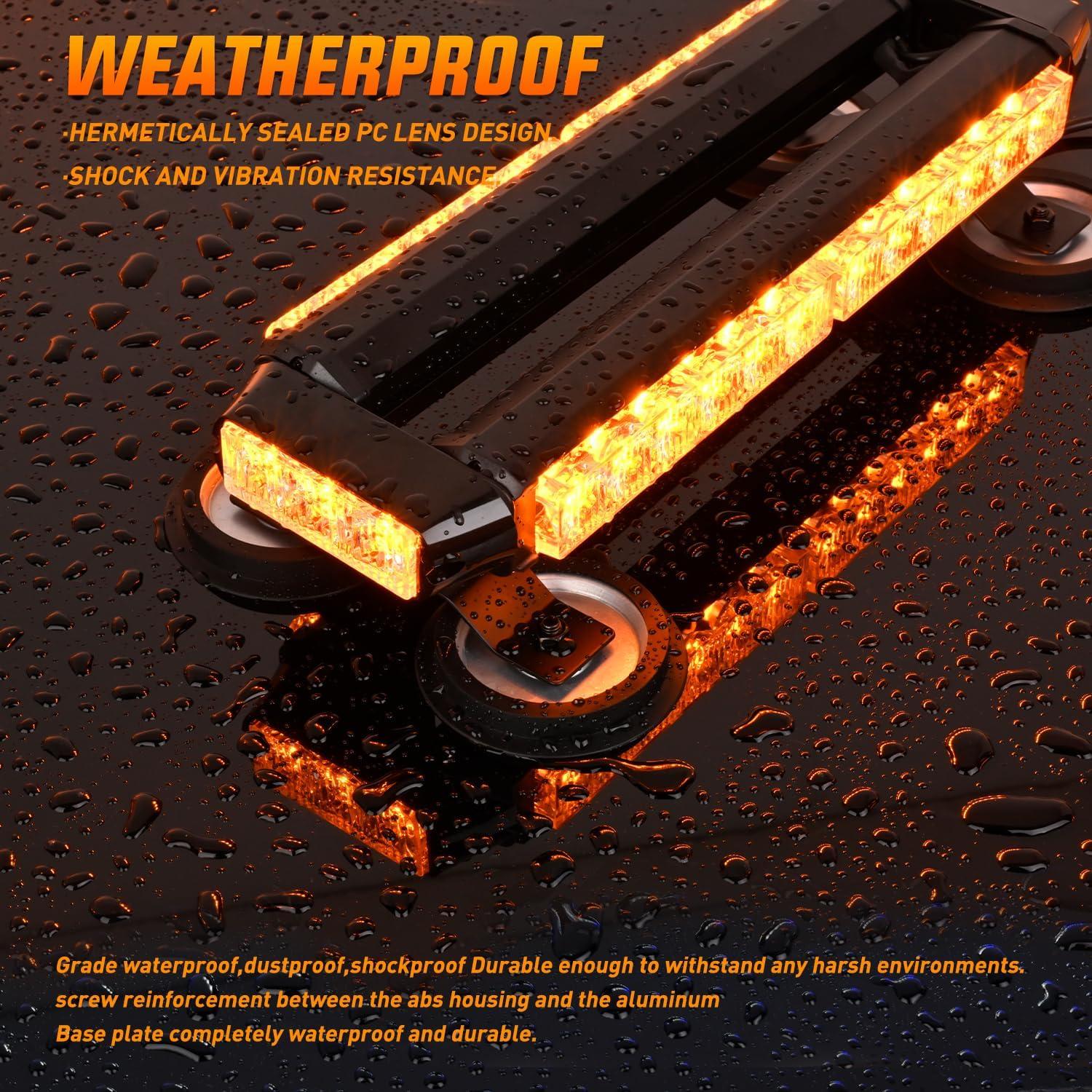 imageNilight 145quot Amber COB LED Strobe Rooftop Flashing Light Bar High Visibility Emergency Hazard Warning Beacon Lights wMagnetic Base for Safety Vehicles Trucks Pickup Cars Snowplow2 Years WarrantyAmber