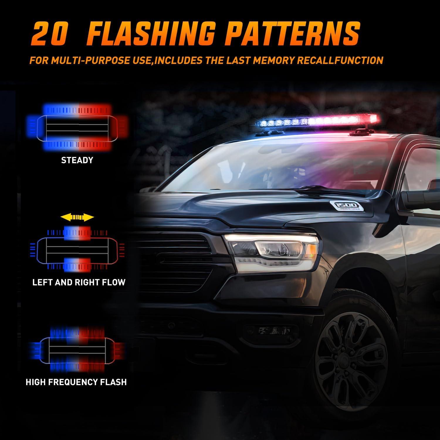 imageNilight 145quot Amber COB LED Strobe Rooftop Flashing Light Bar High Visibility Emergency Hazard Warning Beacon Lights wMagnetic Base for Safety Vehicles Trucks Pickup Cars Snowplow2 Years WarrantyRed Blue