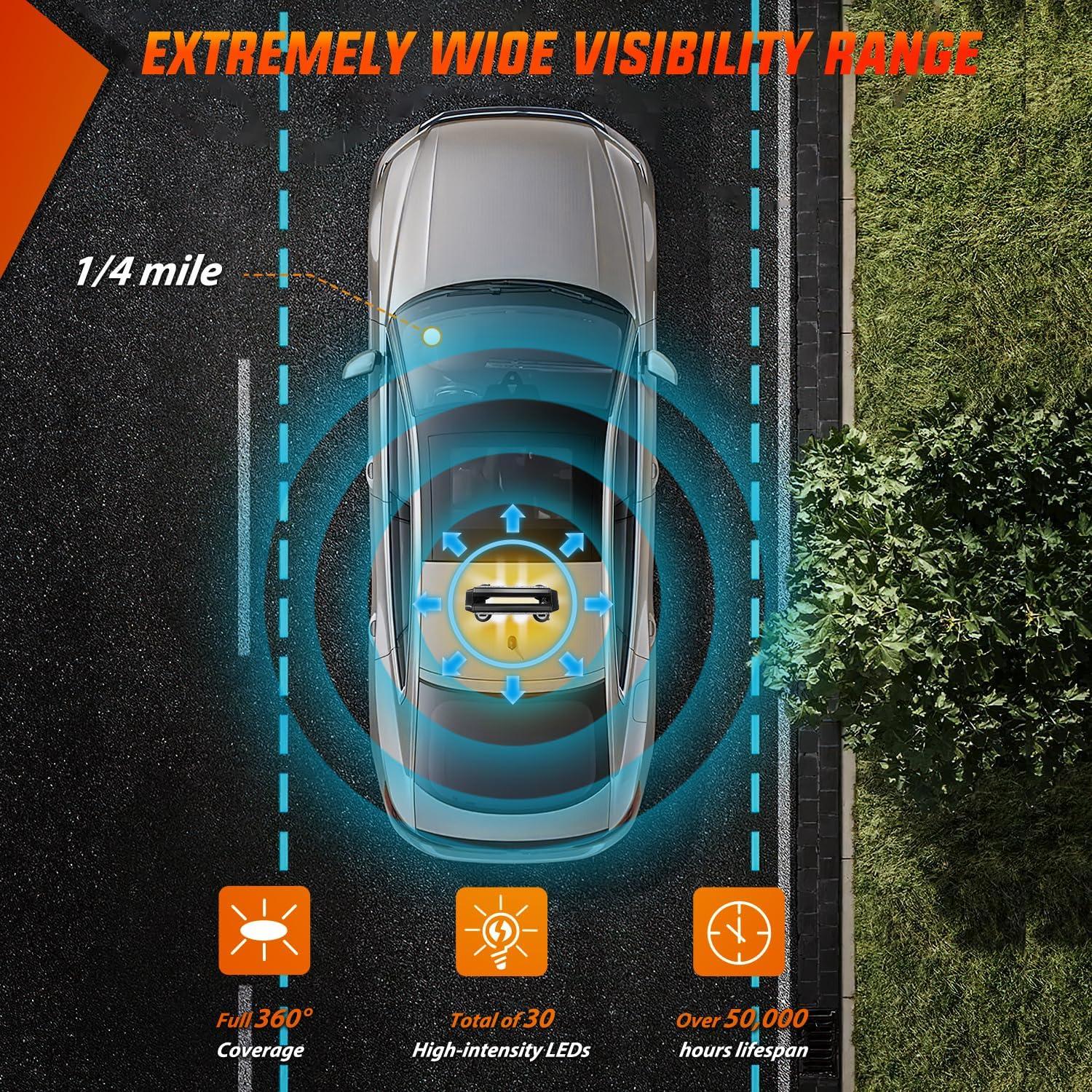 imageNilight 145quot Amber COB LED Strobe Rooftop Flashing Light Bar High Visibility Emergency Hazard Warning Beacon Lights wMagnetic Base for Safety Vehicles Trucks Pickup Cars Snowplow2 Years WarrantyGreen White