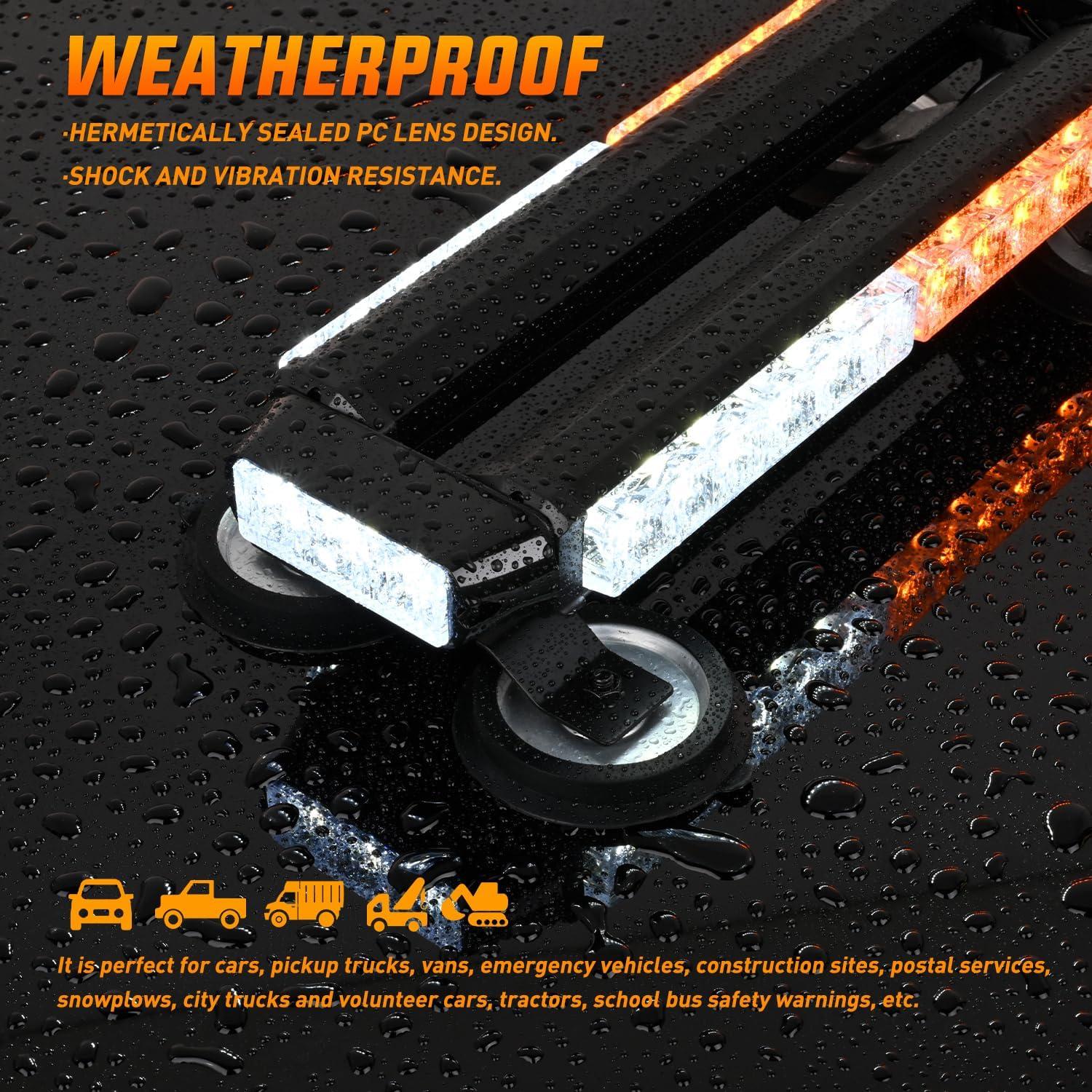 imageNilight 145quot Amber COB LED Strobe Rooftop Flashing Light Bar High Visibility Emergency Hazard Warning Beacon Lights wMagnetic Base for Safety Vehicles Trucks Pickup Cars Snowplow2 Years WarrantyAmber White