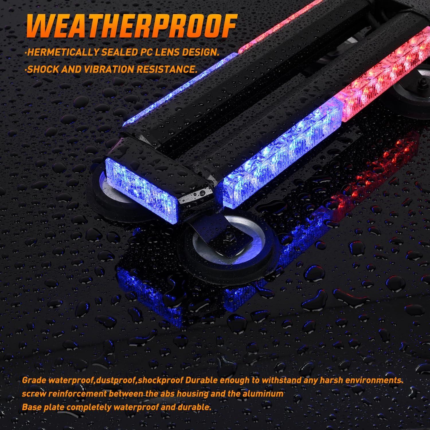 imageNilight 145quot Amber COB LED Strobe Rooftop Flashing Light Bar High Visibility Emergency Hazard Warning Beacon Lights wMagnetic Base for Safety Vehicles Trucks Pickup Cars Snowplow2 Years WarrantyRed Blue