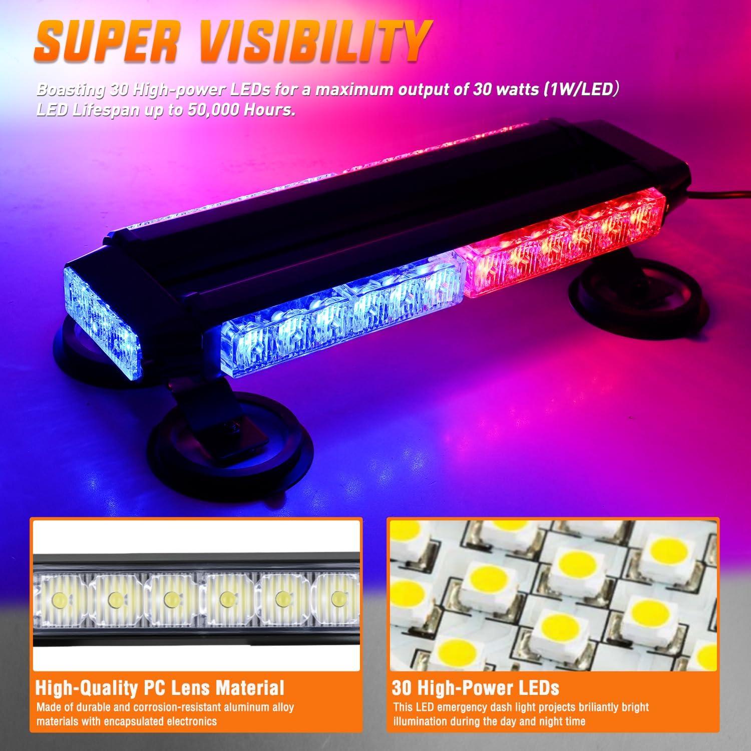 imageNilight 145quot Amber COB LED Strobe Rooftop Flashing Light Bar High Visibility Emergency Hazard Warning Beacon Lights wMagnetic Base for Safety Vehicles Trucks Pickup Cars Snowplow2 Years WarrantyRed Blue