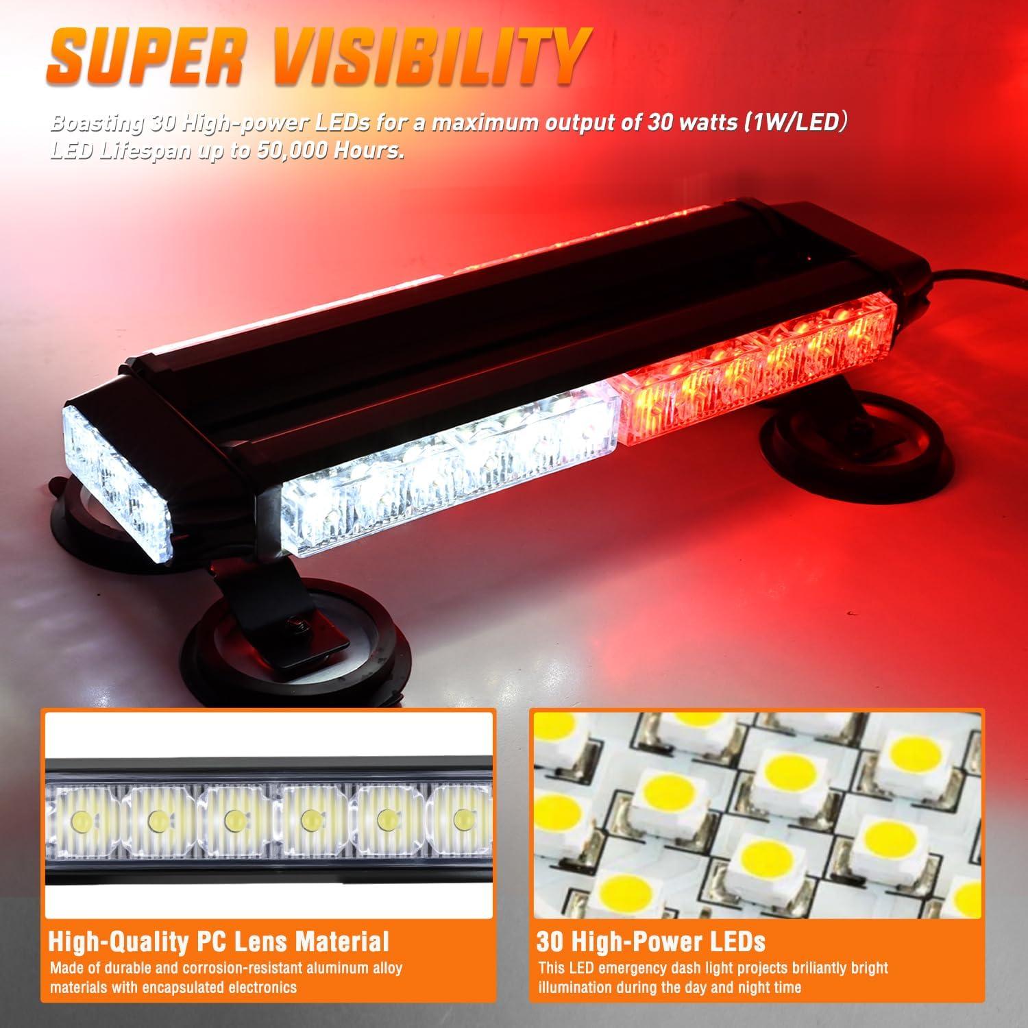 imageNilight 145quot Amber COB LED Strobe Rooftop Flashing Light Bar High Visibility Emergency Hazard Warning Beacon Lights wMagnetic Base for Safety Vehicles Trucks Pickup Cars Snowplow2 Years WarrantyRed White