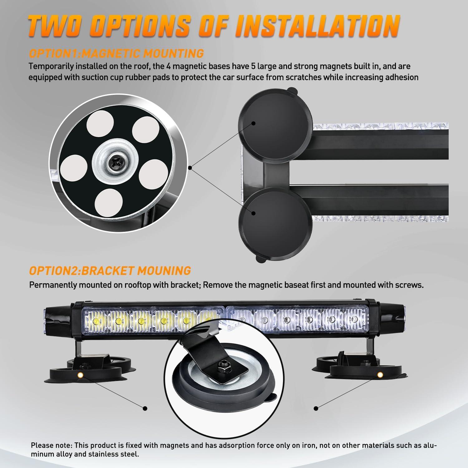 imageNilight 145quot Amber COB LED Strobe Rooftop Flashing Light Bar High Visibility Emergency Hazard Warning Beacon Lights wMagnetic Base for Safety Vehicles Trucks Pickup Cars Snowplow2 Years WarrantyGreen White