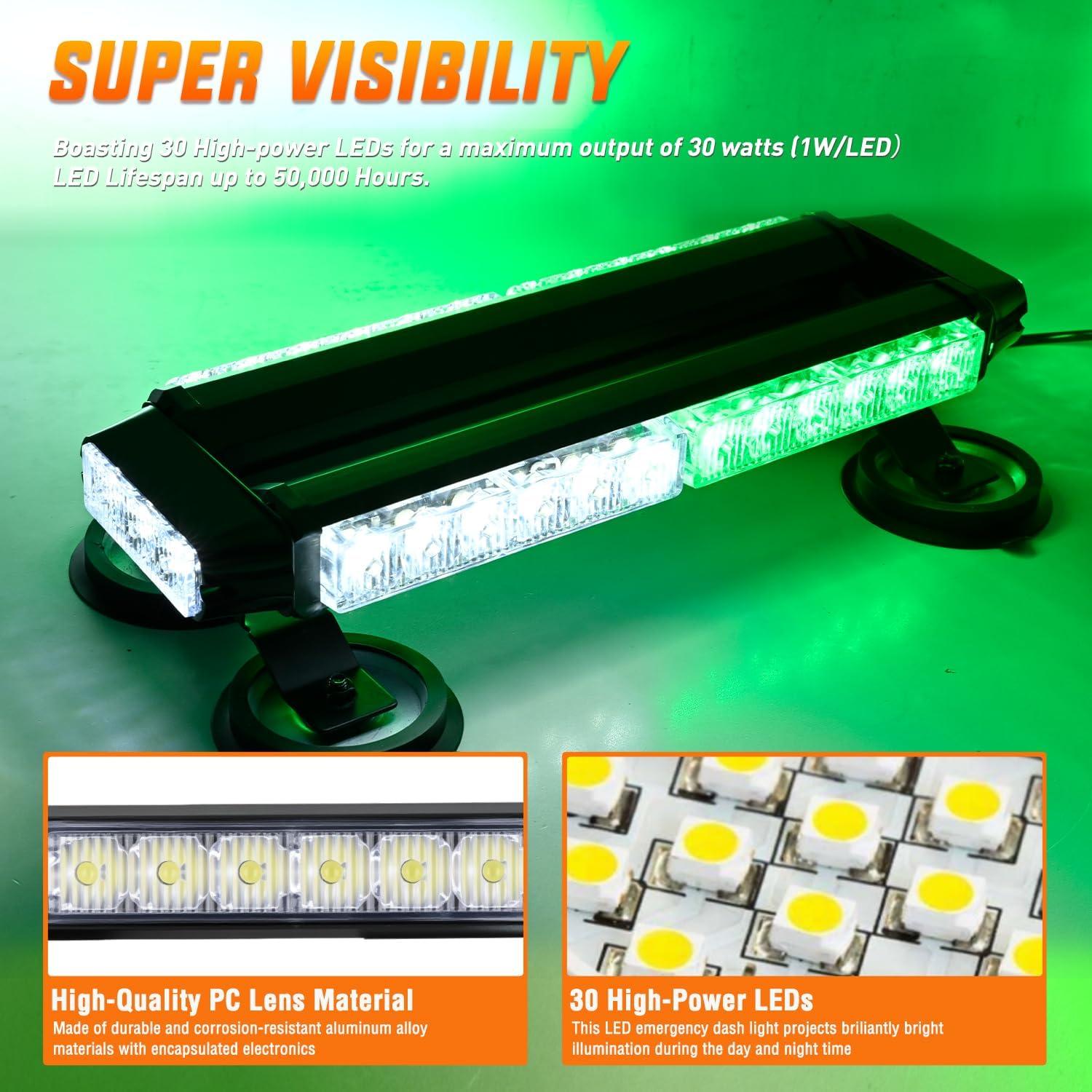 imageNilight 145quot Amber COB LED Strobe Rooftop Flashing Light Bar High Visibility Emergency Hazard Warning Beacon Lights wMagnetic Base for Safety Vehicles Trucks Pickup Cars Snowplow2 Years WarrantyGreen White