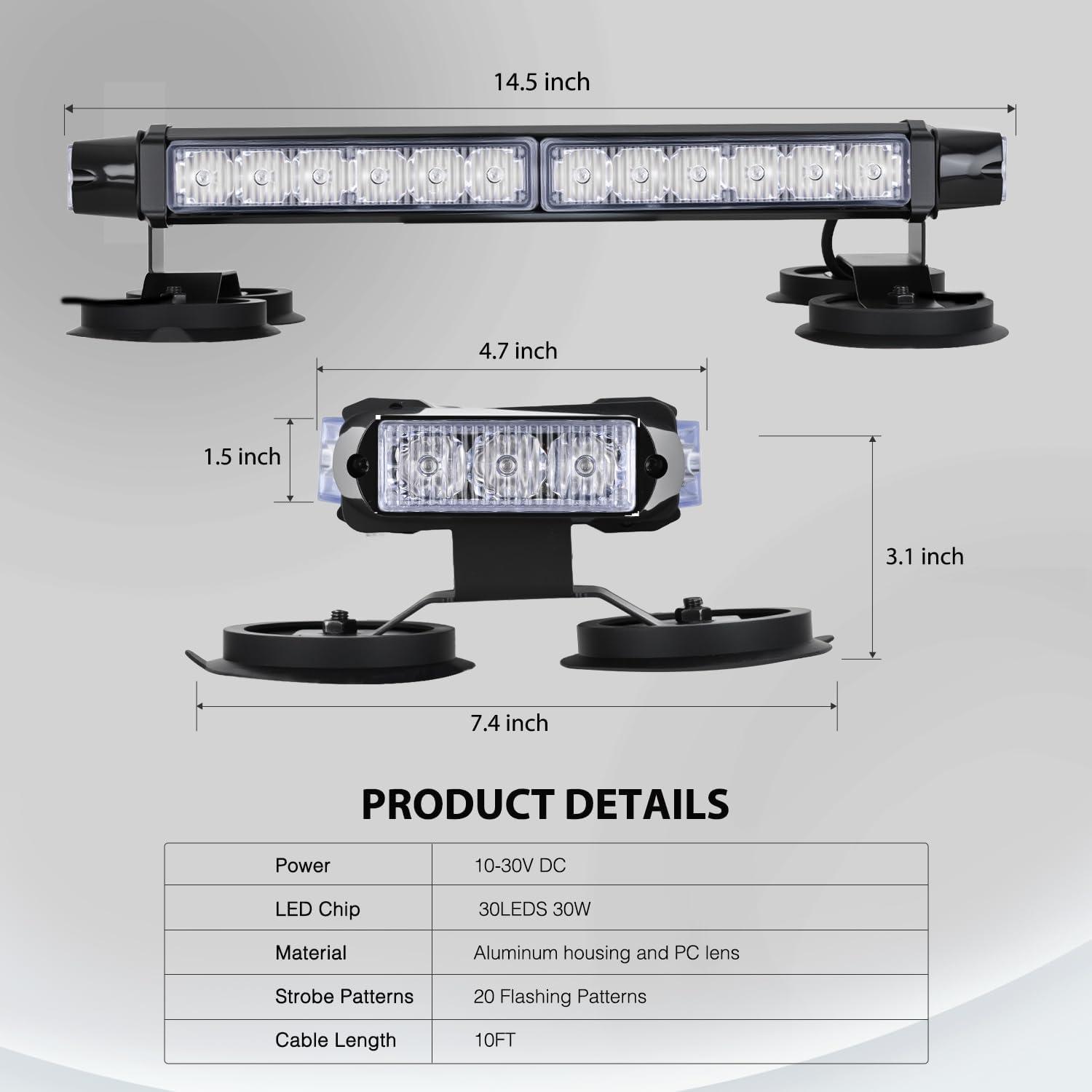 imageNilight 145quot Amber COB LED Strobe Rooftop Flashing Light Bar High Visibility Emergency Hazard Warning Beacon Lights wMagnetic Base for Safety Vehicles Trucks Pickup Cars Snowplow2 Years WarrantyRed Blue