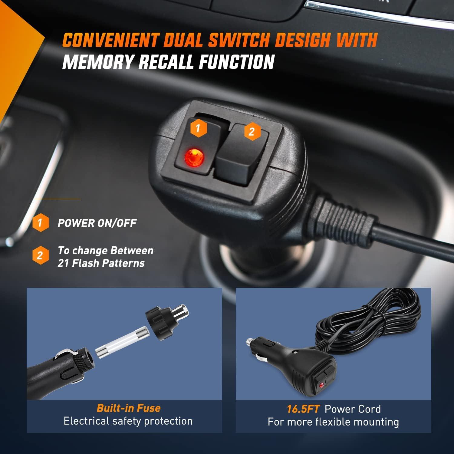 imageNilight 145quot Amber White COB LED Strobe Rooftop Flashing Light Bar High Visibility Emergency Hazard Warning Beacon wMagnetic Base for Safety Vehicles Trucks Pickup Cars Snowplow2 Years Warranty