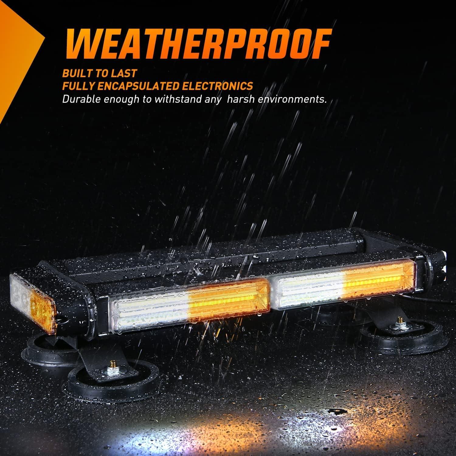 imageNilight 145quot Amber White COB LED Strobe Rooftop Flashing Light Bar High Visibility Emergency Hazard Warning Beacon wMagnetic Base for Safety Vehicles Trucks Pickup Cars Snowplow2 Years Warranty