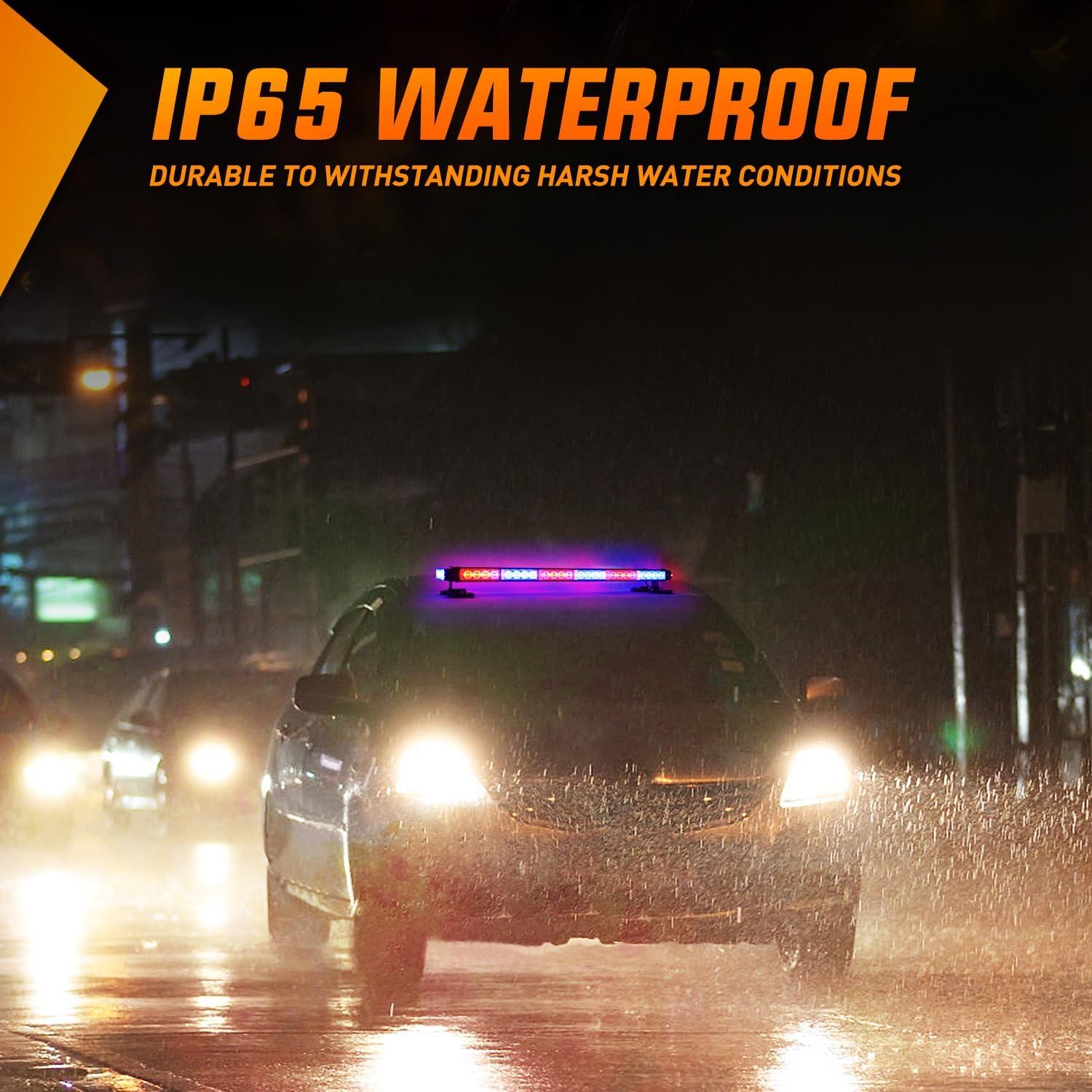 imageNilight 295quot Roof Top Strobe Lights 56LED Hazard Light Emergency Safety Warning LED Flashing Bar Magnetic Mount 12V 24V Cars Trucks Tractors Snow Plows Construction VehiclesRed Mix Blue