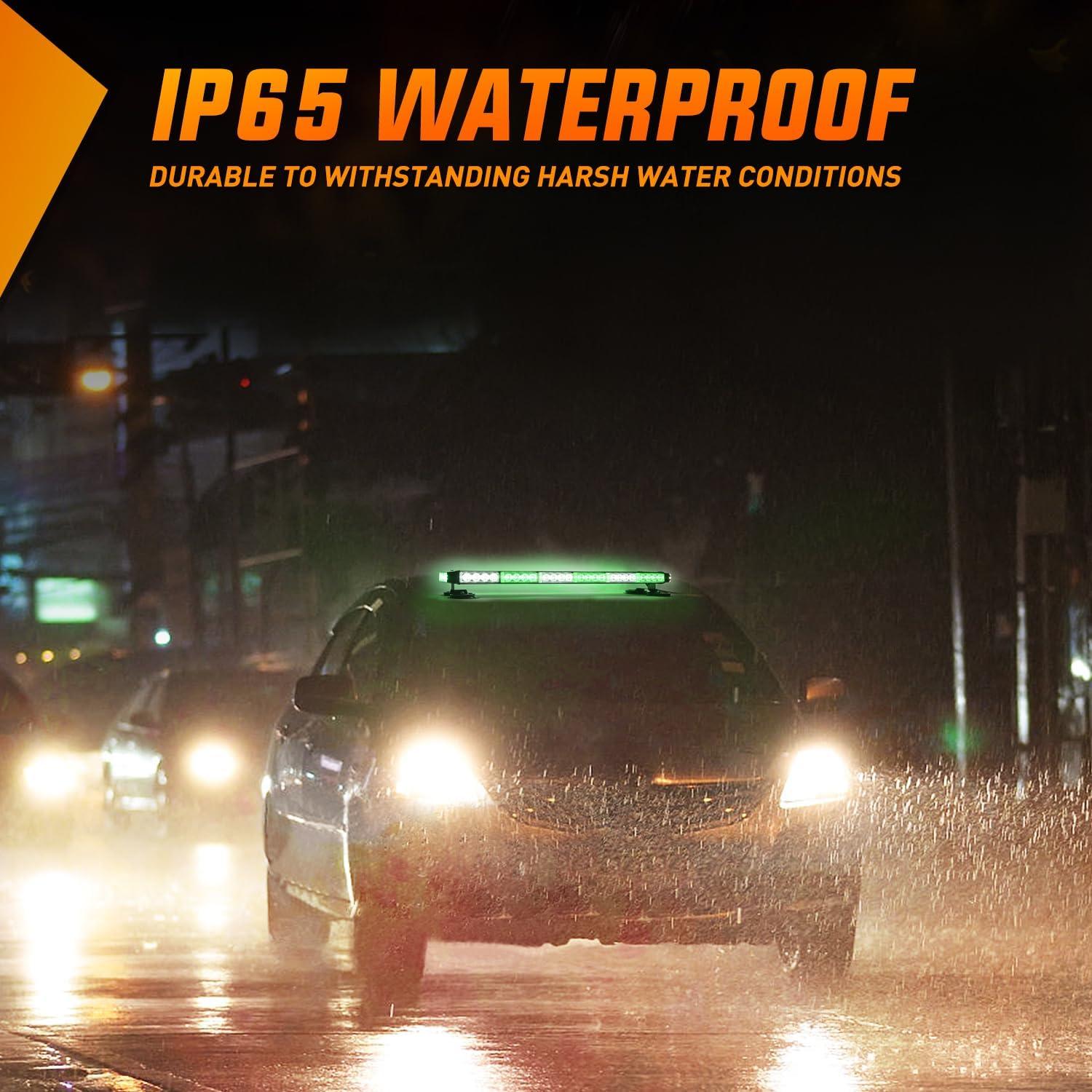 imageNilight 295quot Roof Top Strobe Lights 56LED Hazard Light Emergency Safety Warning LED Flashing Bar Magnetic Mount 12V 24V Cars Trucks Tractors Snow Plows Construction VehiclesGreen Mix White