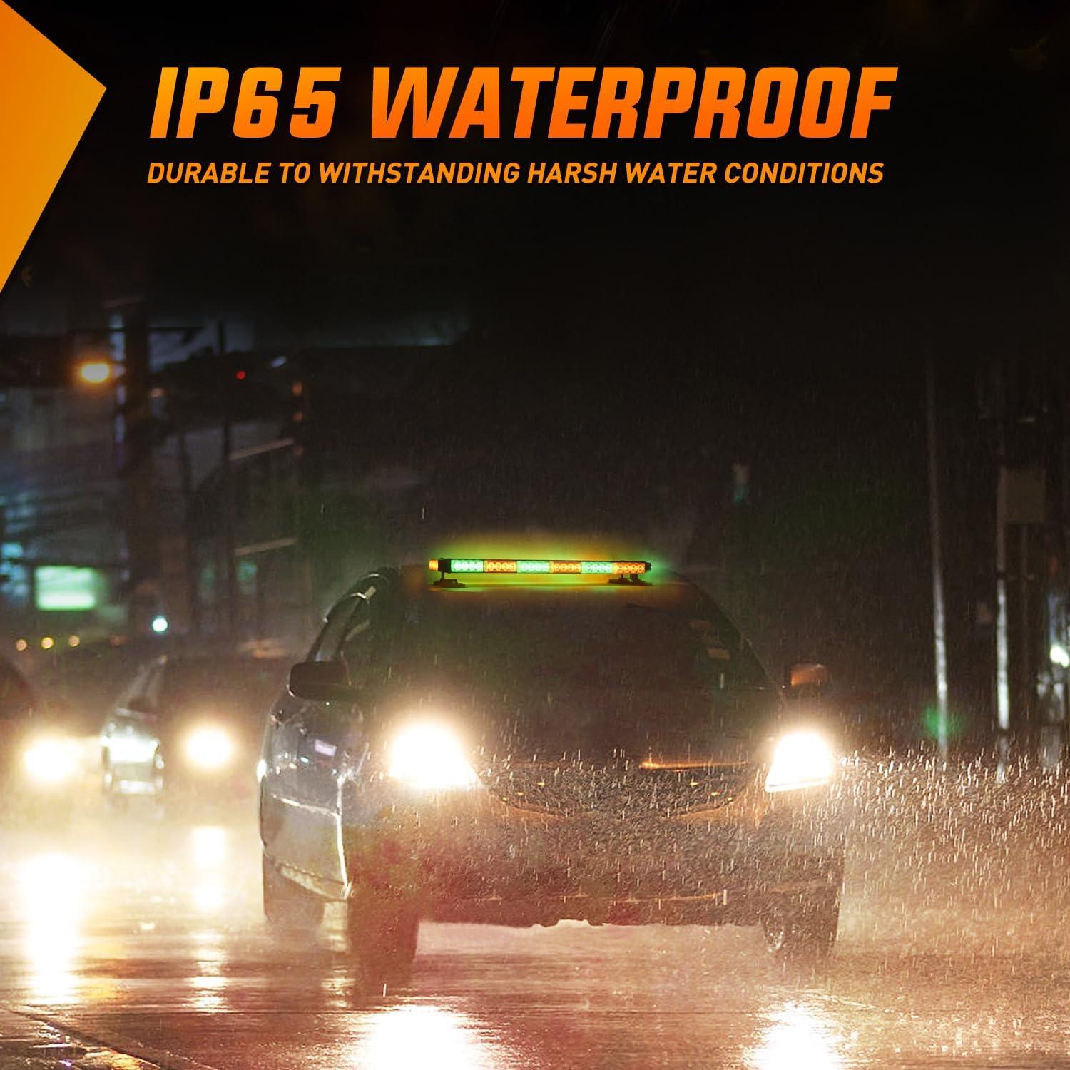 imageNilight 295quot Roof Top Strobe Lights 56LED Hazard Light Emergency Safety Warning LED Flashing Bar Magnetic Mount 12V 24V Cars Trucks Tractors Snow Plows Construction VehiclesAmber Mix Green