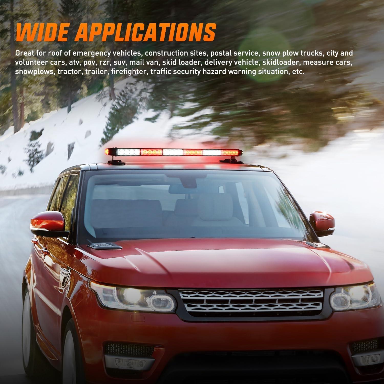 imageNilight 295quot Roof Top Strobe Lights 56LED Hazard Light Emergency Safety Warning LED Flashing Bar Magnetic Mount 12V 24V Cars Trucks Tractors Snow Plows Construction VehiclesRed Mix White