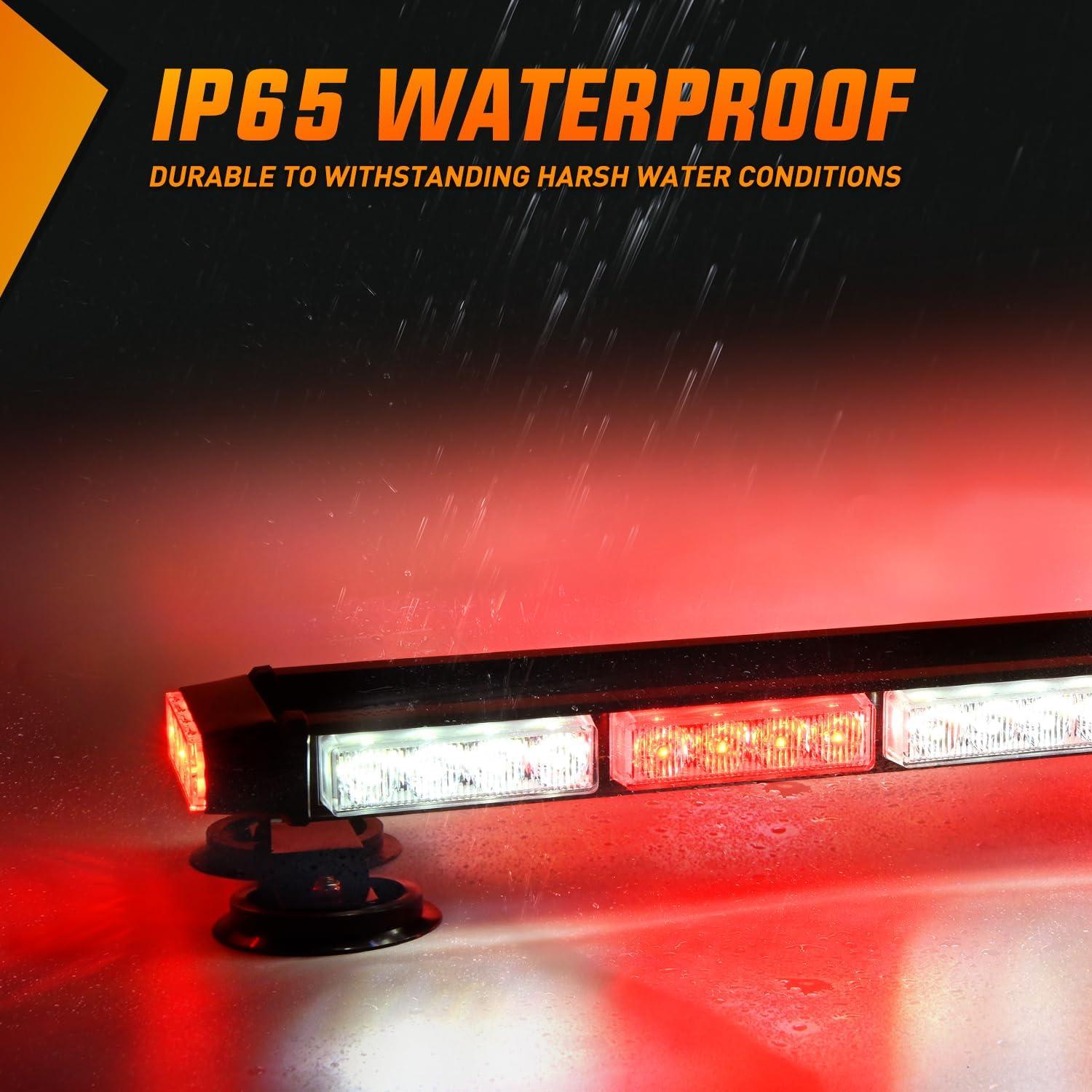 imageNilight 295quot Roof Top Strobe Lights 56LED Hazard Light Emergency Safety Warning LED Flashing Light Bar Magnetic Mount 12V 24V Cars Trucks Tractors Snow Plows Construction VehiclesRed Mix White