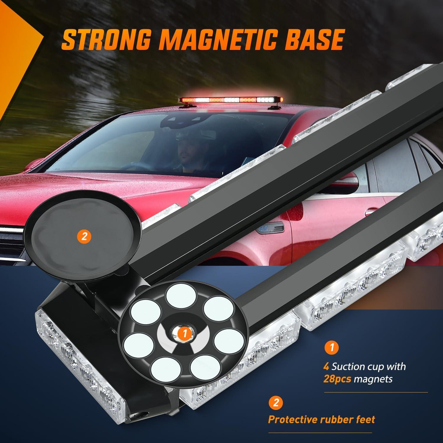 imageNilight 295quot Roof Top Strobe Lights 56LED Hazard Light Emergency Safety Warning LED Flashing Light Bar Magnetic Mount 12V 24V Cars Trucks Tractors Snow Plows Construction VehiclesRed Mix White