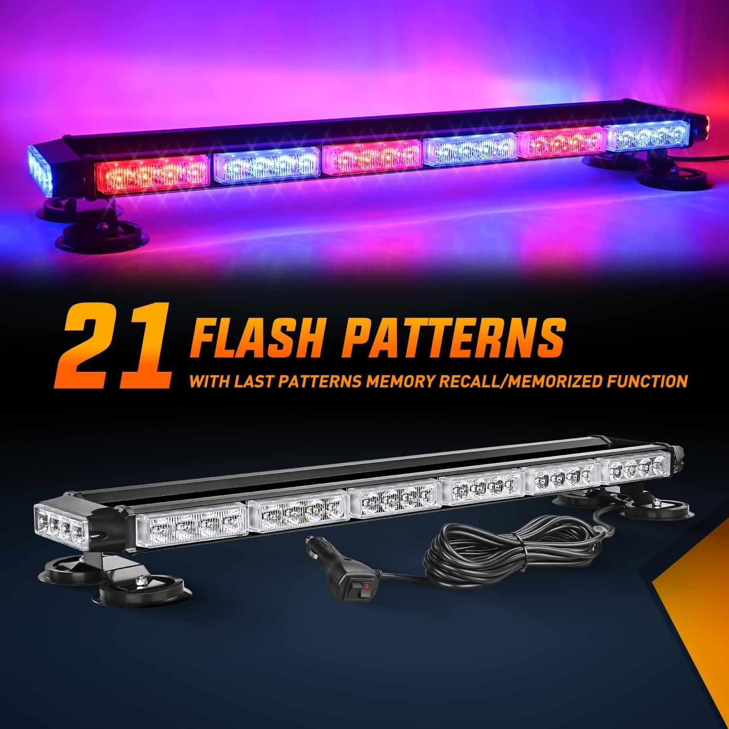 imageNilight 295quot Roof Top Strobe Lights 56LED Hazard Light Emergency Safety Warning LED Flashing Light Bar Magnetic Mount 12V 24V Cars Trucks Tractors Snow Plows Construction VehiclesRed Mix Blue