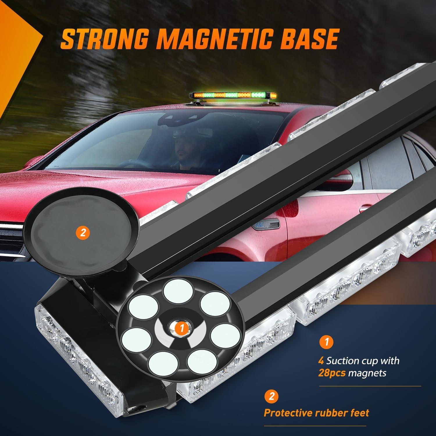 imageNilight 295quot Roof Top Strobe Lights 56LED Hazard Light Emergency Safety Warning LED Flashing Light Bar Magnetic Mount 12V 24V Cars Trucks Tractors Snow Plows Construction VehiclesAmber Mix Green