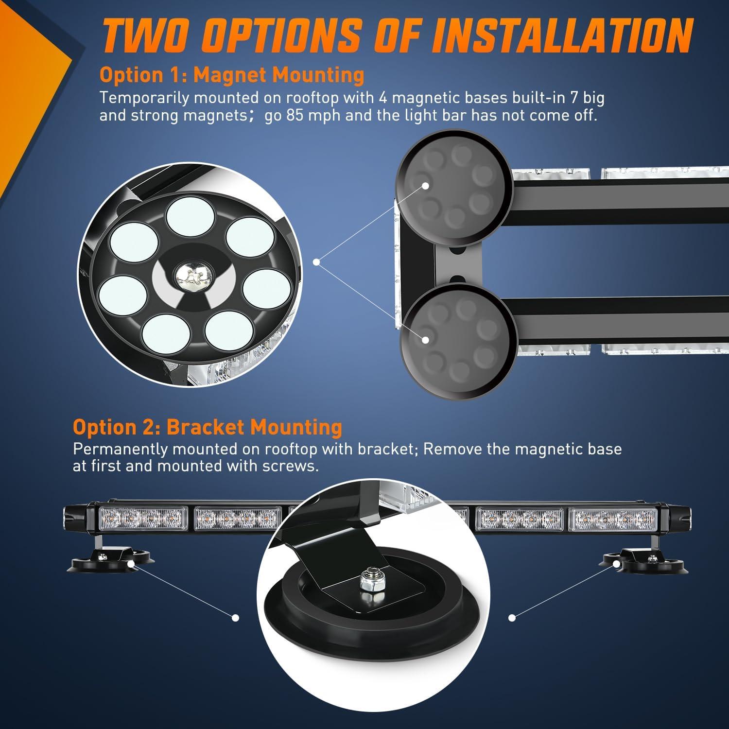 imageNilight 295quot Roof Top Strobe Lights 56LED Hazard Light Emergency Safety Warning LED Flashing Light Bar Magnetic Mount 12V 24V Cars Trucks Tractors Snow Plows Construction VehiclesAmber Mix Green