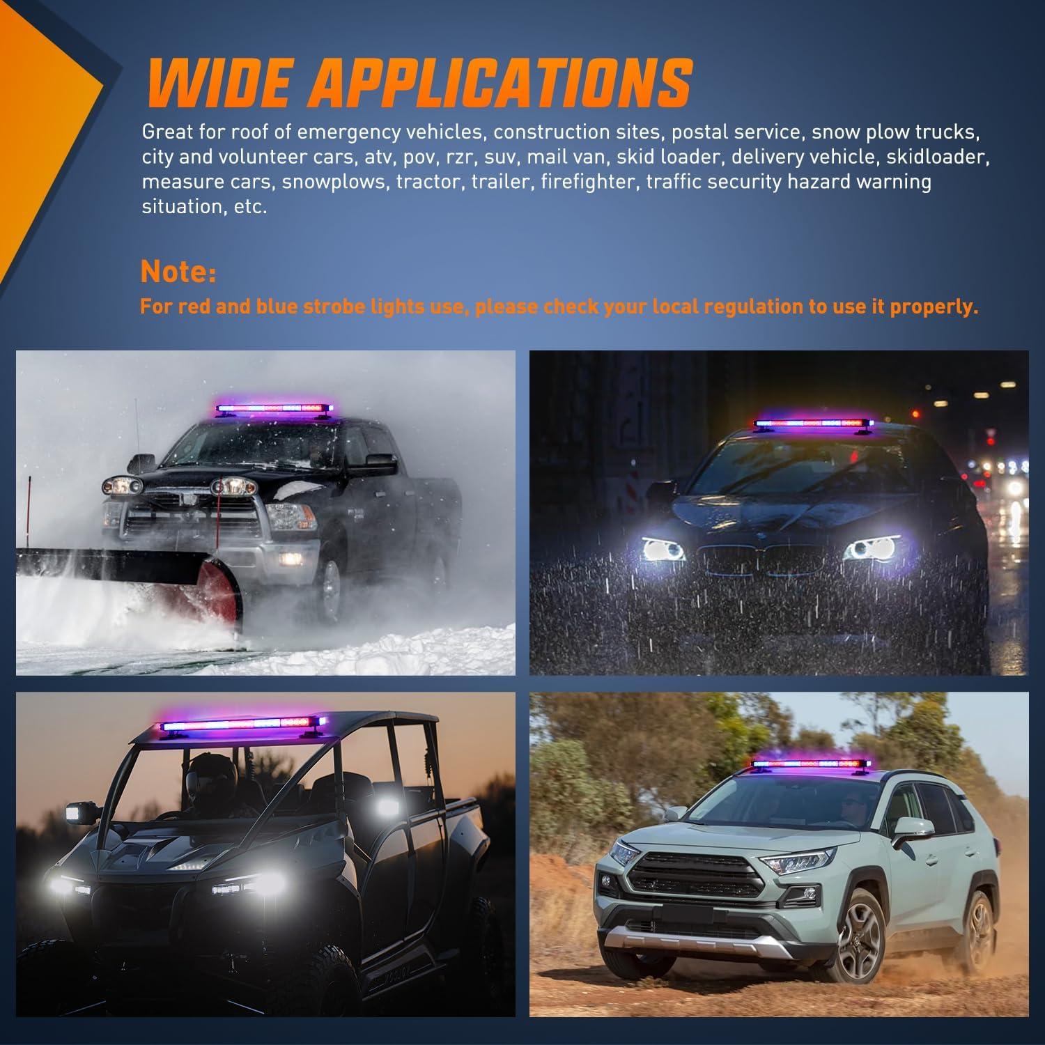 imageNilight 295quot Roof Top Strobe Lights 56LED Hazard Light Emergency Safety Warning LED Flashing Light Bar Magnetic Mount 12V 24V Cars Trucks Tractors Snow Plows Construction VehiclesRed Mix Blue