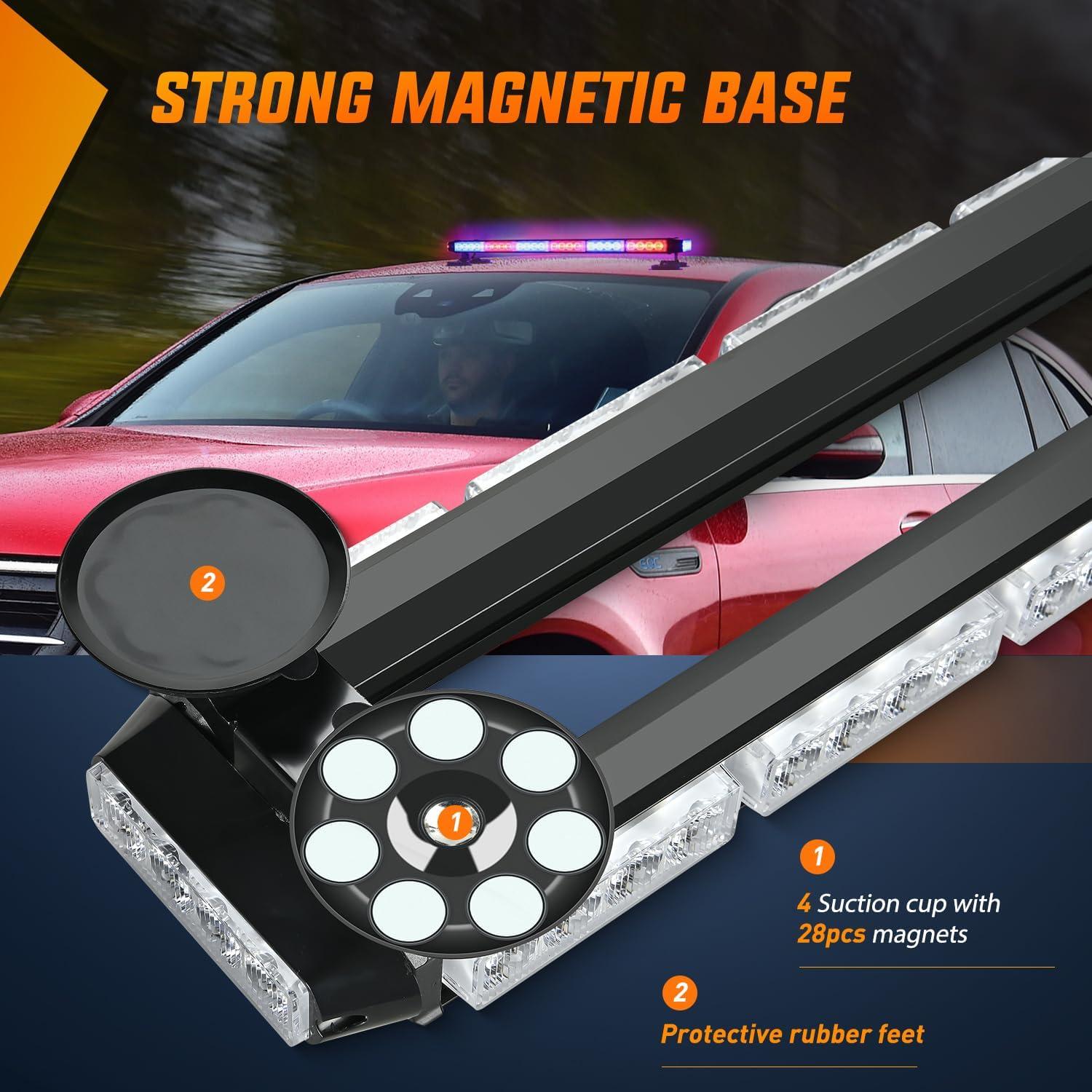 imageNilight 295quot Roof Top Strobe Lights 56LED Hazard Light Emergency Safety Warning LED Flashing Light Bar Magnetic Mount 12V 24V Cars Trucks Tractors Snow Plows Construction VehiclesRed Mix Blue