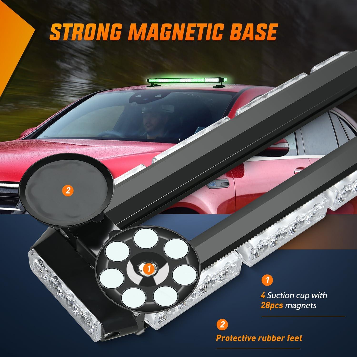 imageNilight 295quot Roof Top Strobe Lights 56LED Hazard Light Emergency Safety Warning LED Flashing Light Bar Magnetic Mount 12V 24V Cars Trucks Tractors Snow Plows Construction VehiclesGreen Mix White
