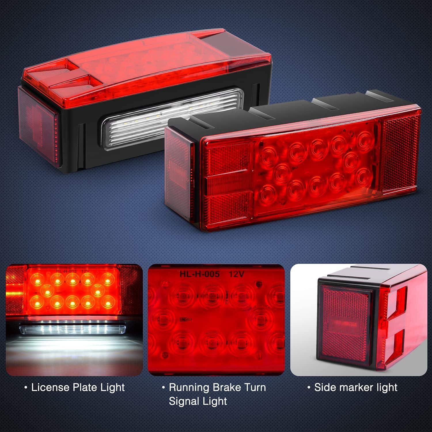 imageNilight 2PCS 12V LED Submersible Low Profile Rectangular Trailer Lights with 1PC Red 9 LED ID Bar Marker Tail Identification Light for Truck RV Car Bus Trailer Van Caravan Boat 2 Years Warranty