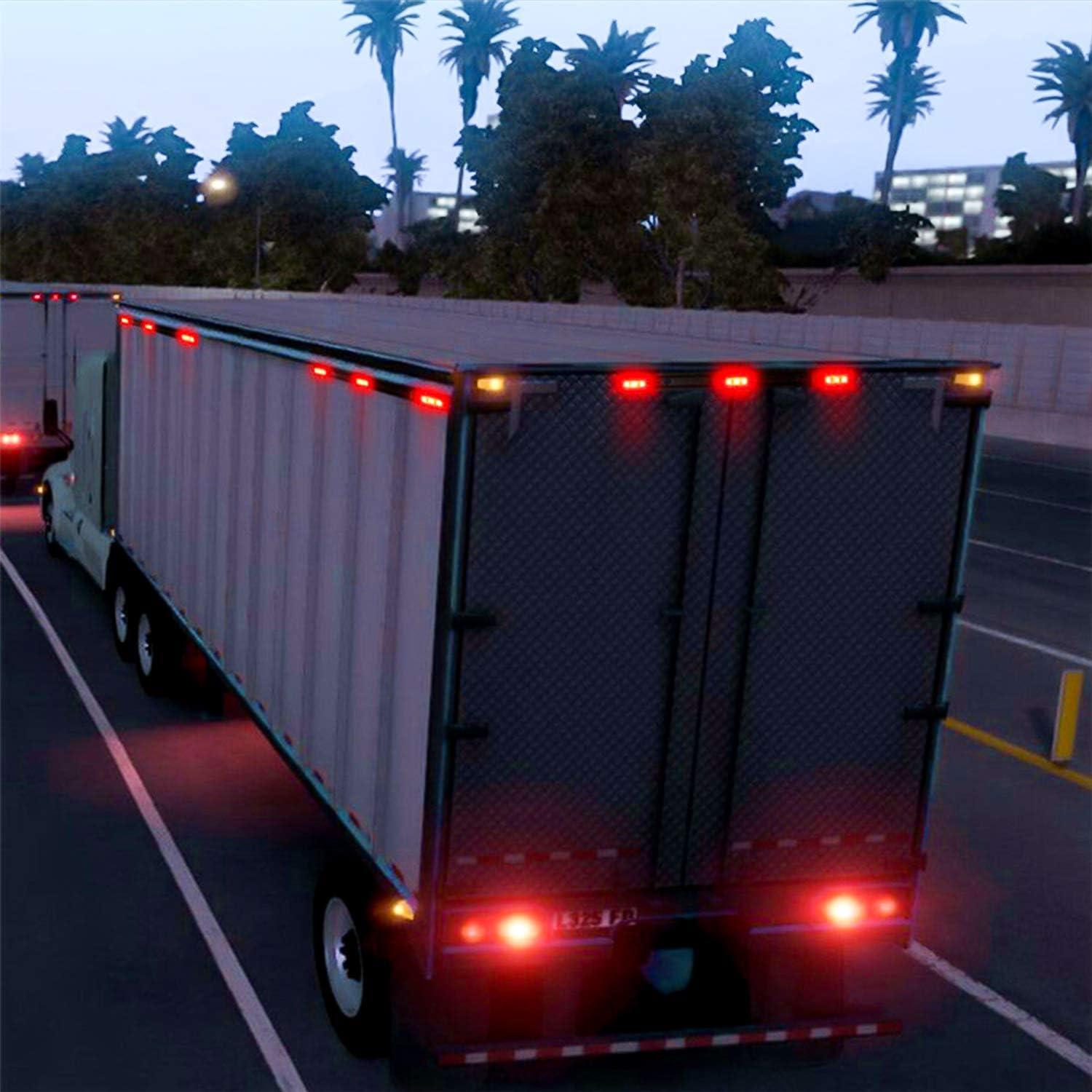 imageNilight 2PCS 12V LED Submersible Low Profile Rectangular Trailer Lights with 1PC Red 9 LED ID Bar Marker Tail Identification Light for Truck RV Car Bus Trailer Van Caravan Boat 2 Years Warranty