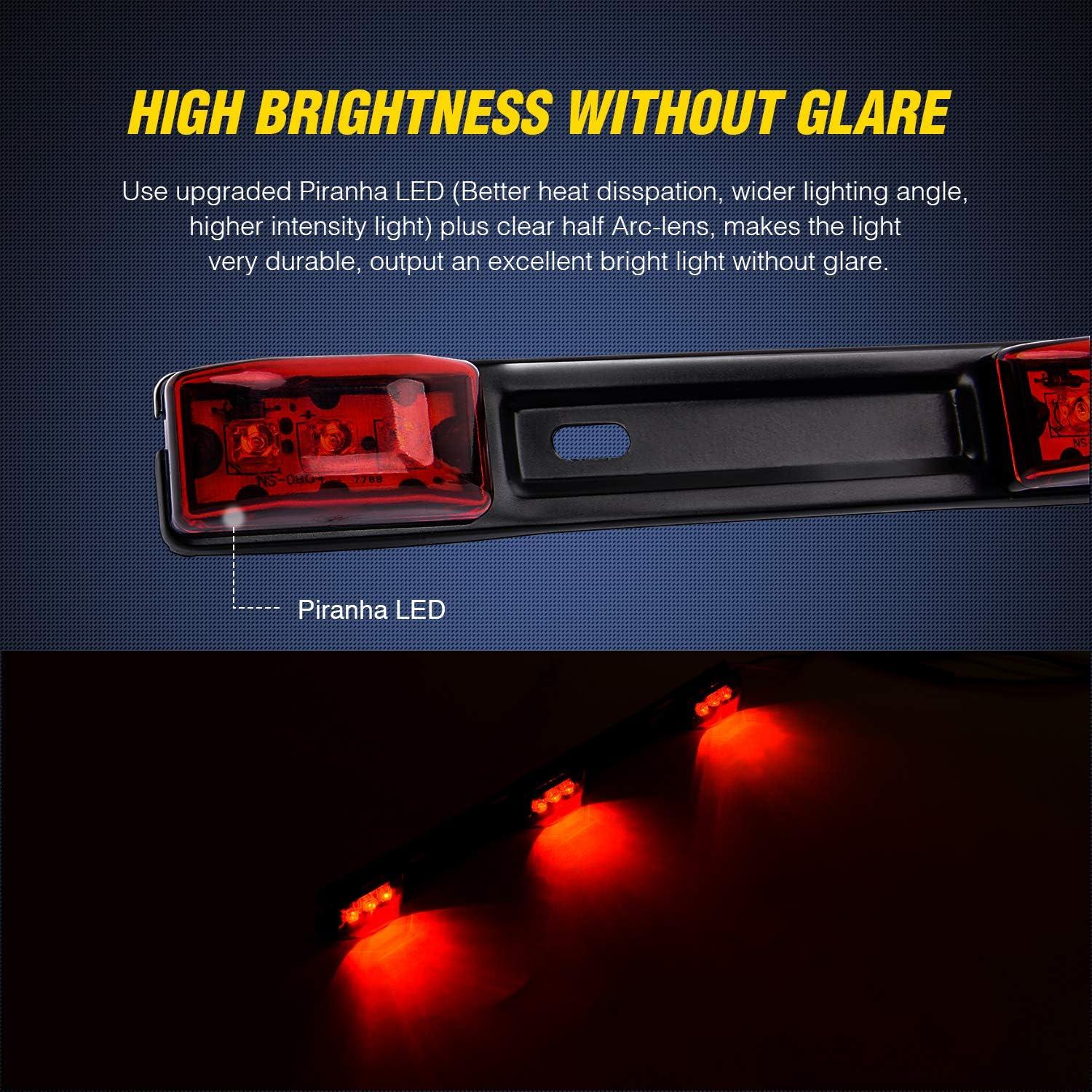 imageNilight 2PCS 12V LED Submersible Low Profile Square Trailer Lights with 1PC Red 9 LED ID Bar Marker Tail Identification Light for Truck RV Car Bus Trailer Van Caravan Boat 2 Years Warranty