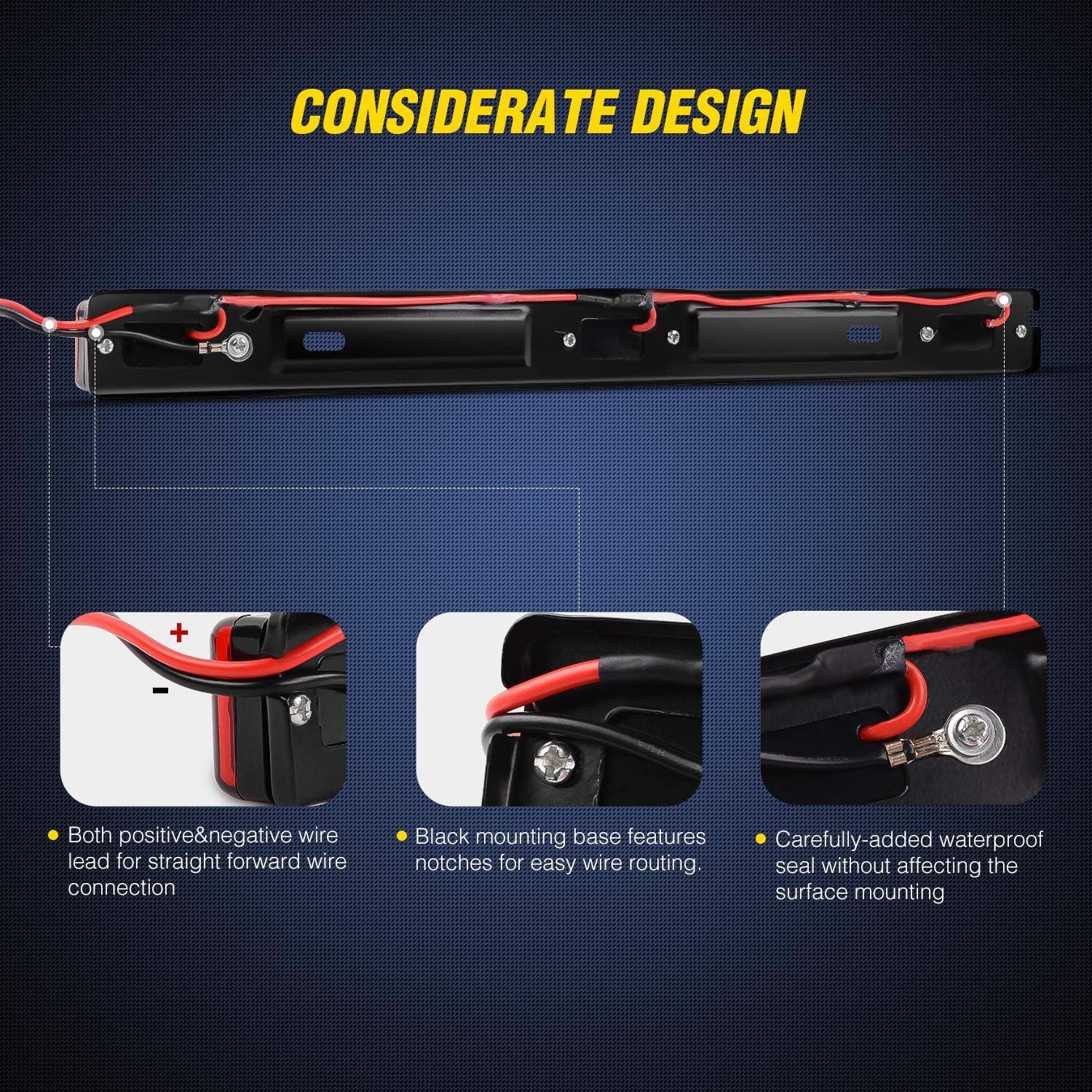 imageNilight 2PCS 12V LED Submersible Low Profile Square Trailer Lights with 1PC Red 9 LED ID Bar Marker Tail Identification Light for Truck RV Car Bus Trailer Van Caravan Boat 2 Years Warranty